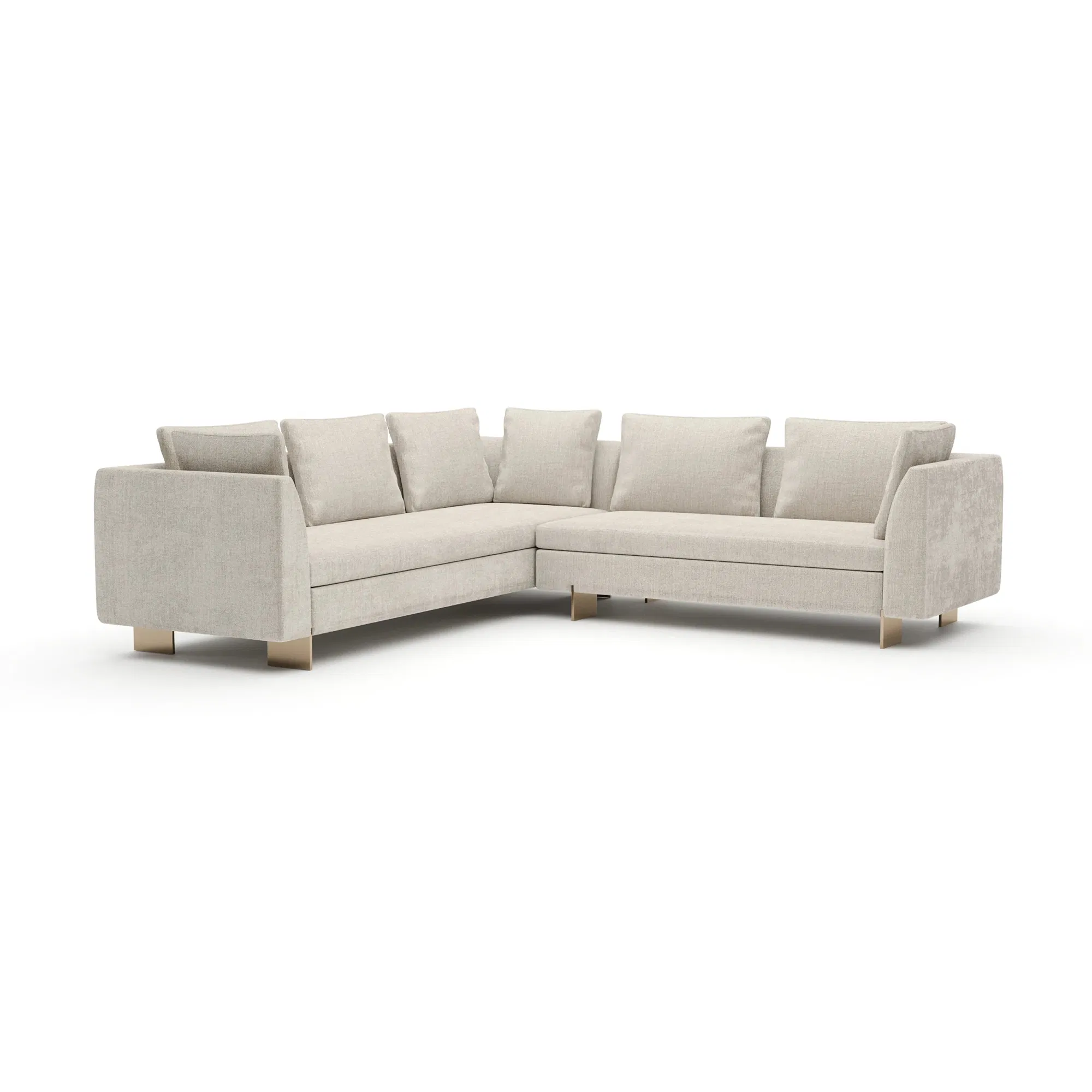 Altura Pearl Basket Weave Sectional with Champagne Gold Legs