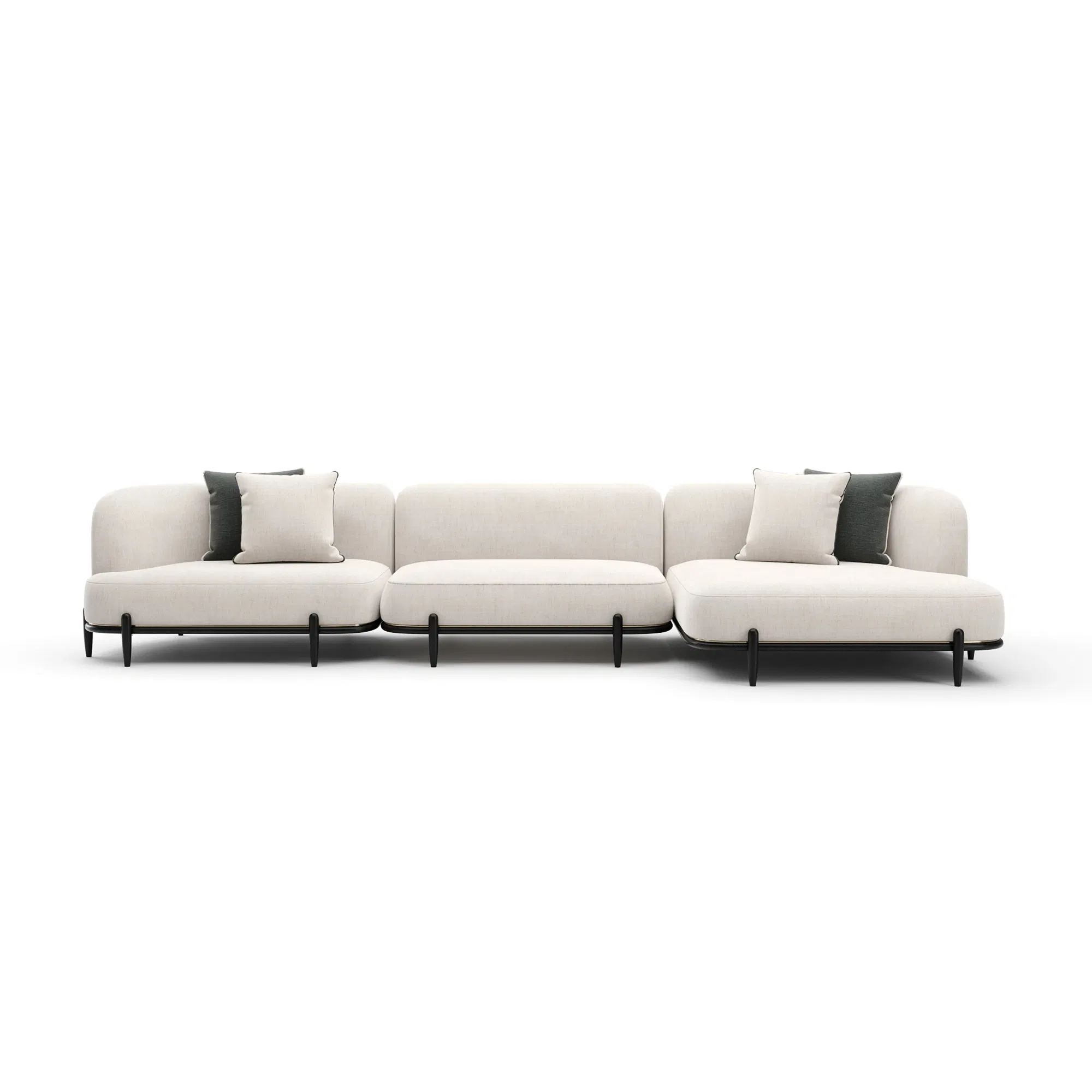 Madera Large Left Chaise Sectional with Brushed Gold