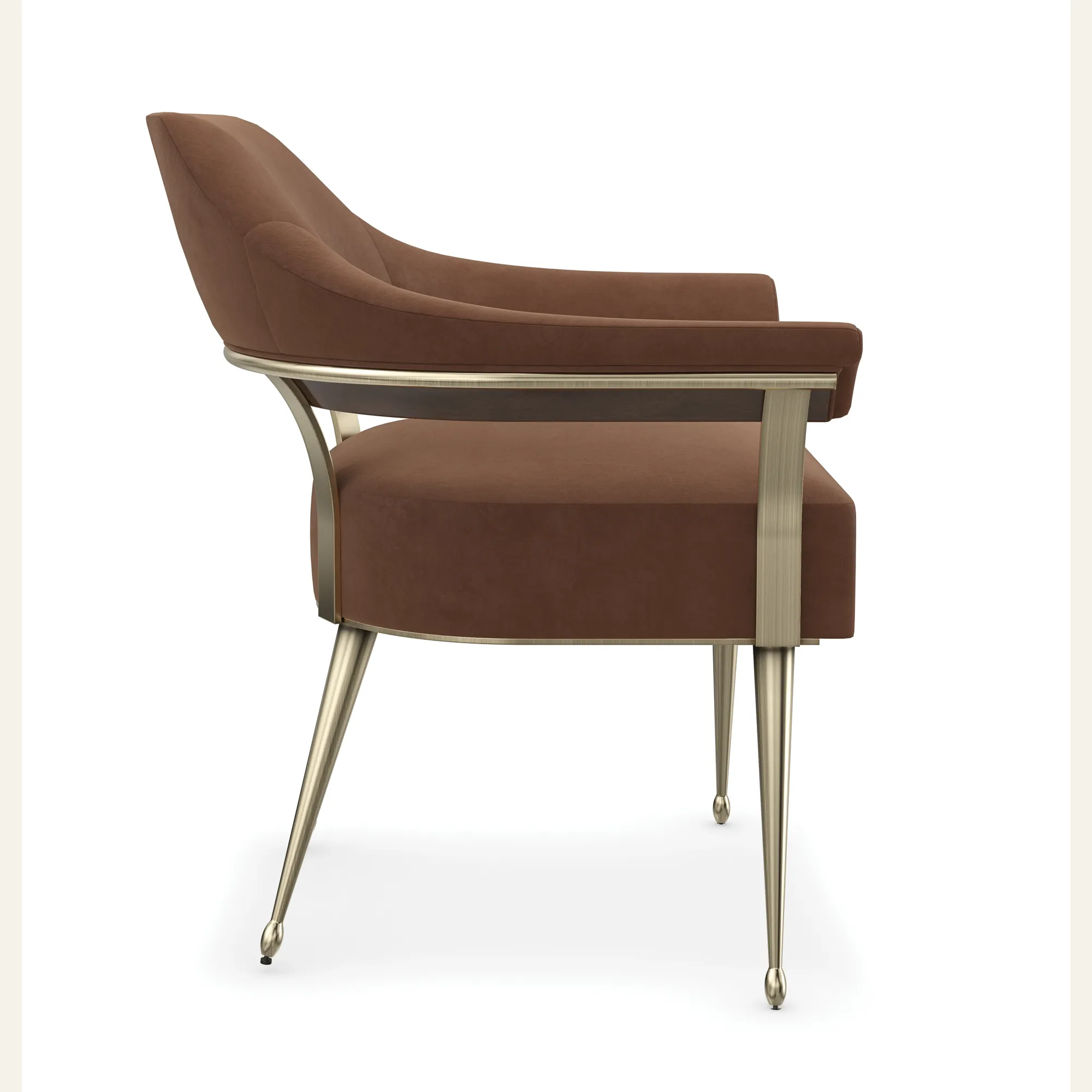 Louisette Champagne Gold Chestnut Mohair Accent Chair