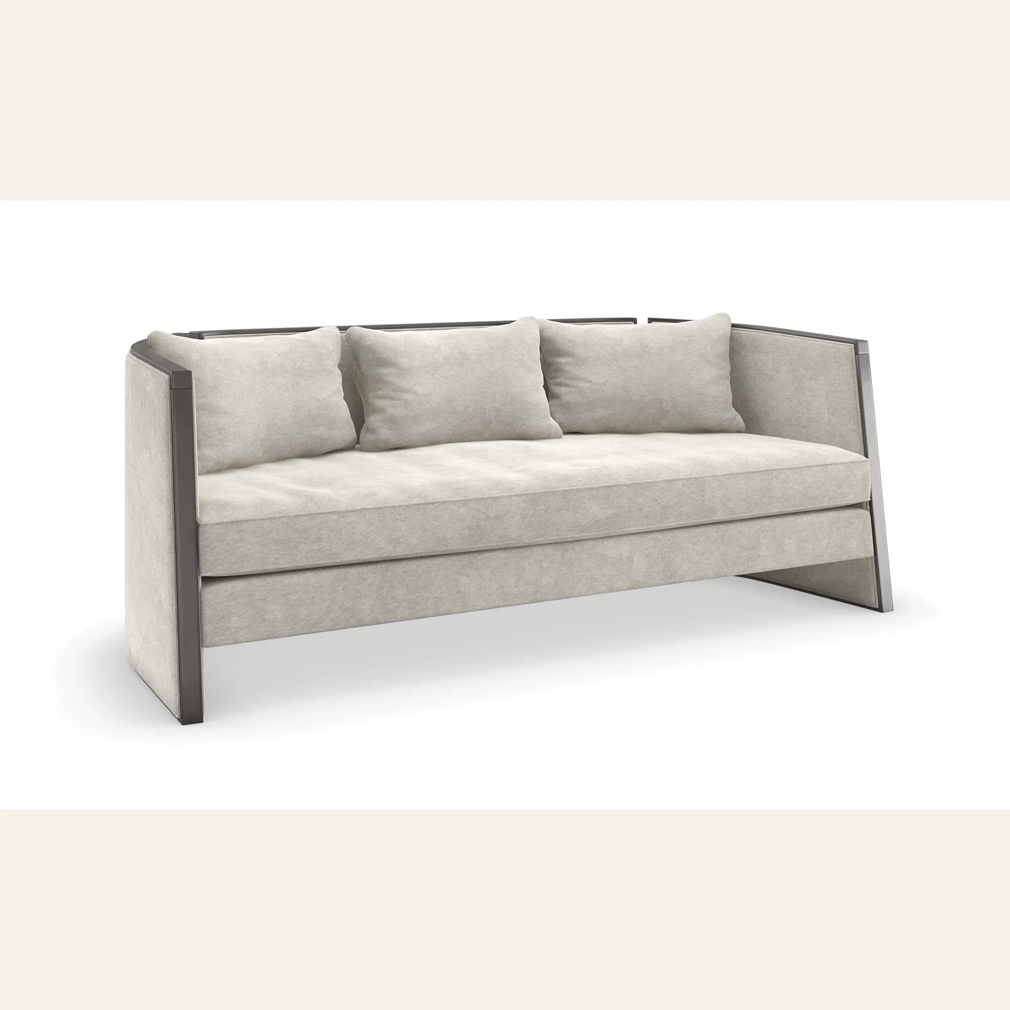 Cut Away Sofa with Brushed Gold Metal Inserts