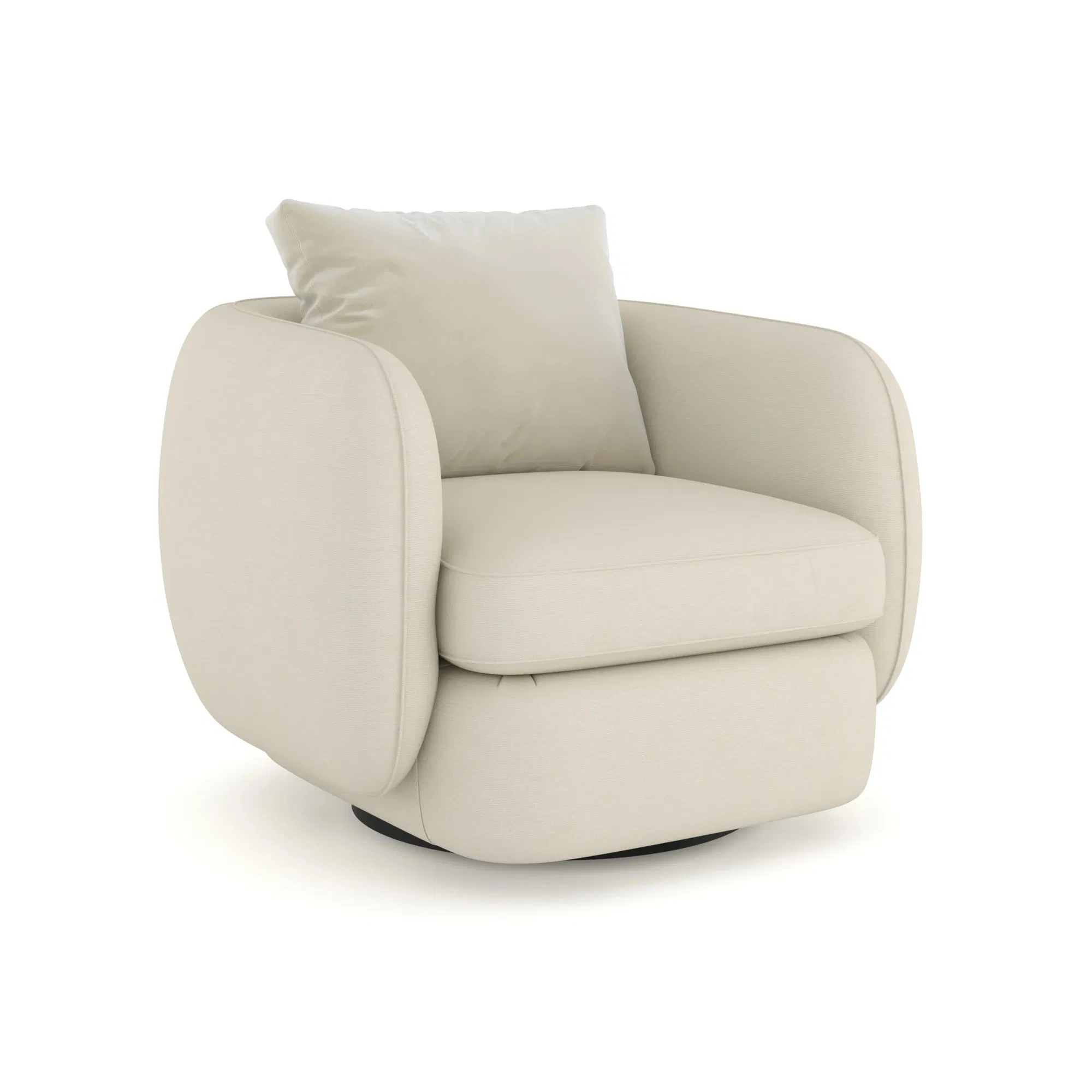 Lumi Ivory Mohair Velvet Swivel Chair