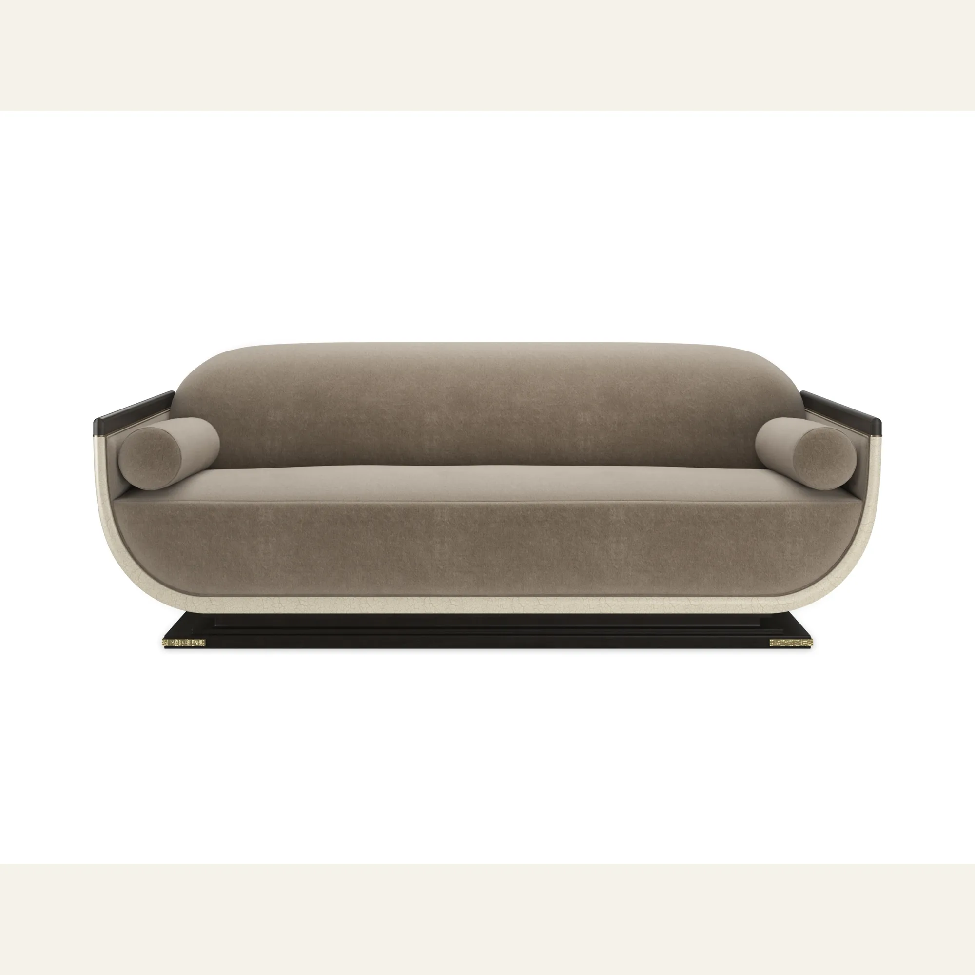 Helena Sculptural Sofa Ivory Crackle and Brushed Gold