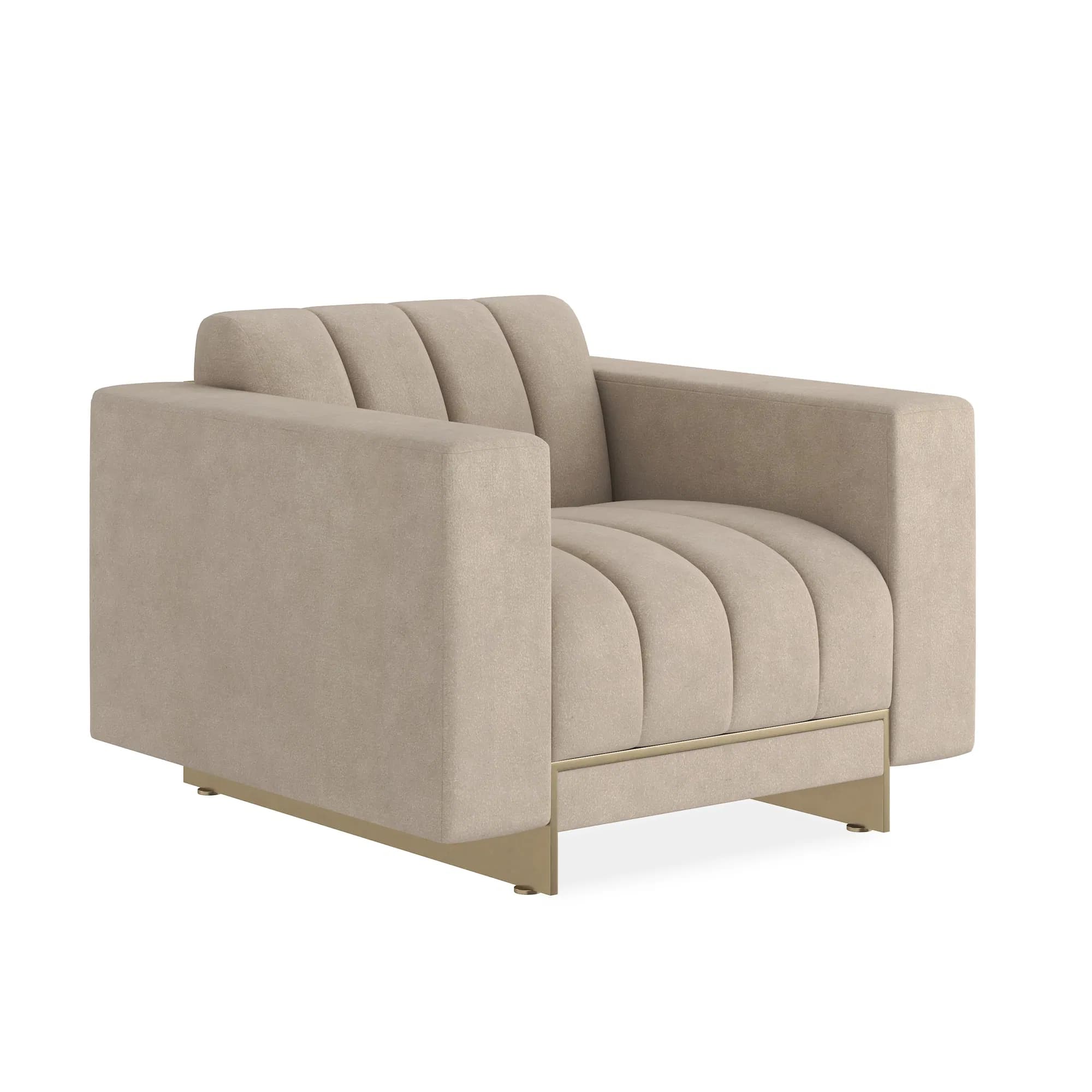 Well Balanced Moonstone Basketweave Channel-Tufted Chair