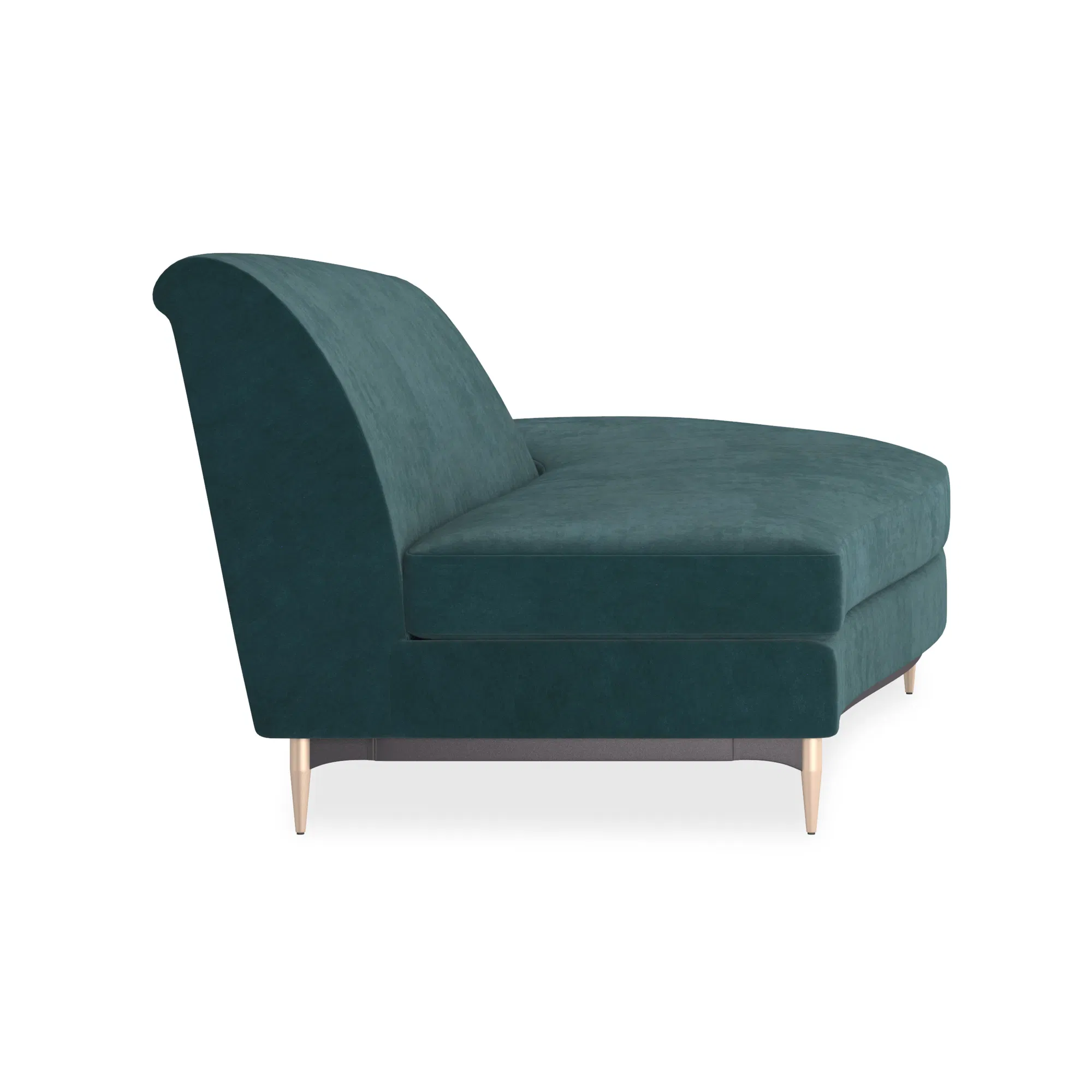 Three's Company Peacock Blue Velvet Raf Chaise