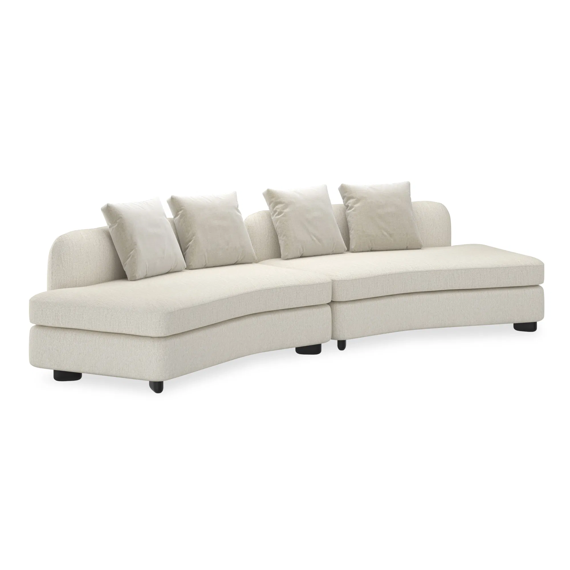 Lumi Ivory Microribbed Linen Chaise with Mohair Velvet