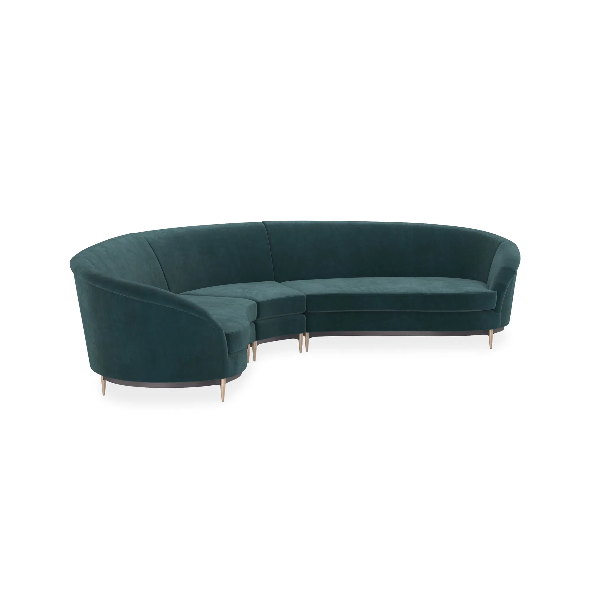 Three's Company Peacock Blue Velvet Sectional