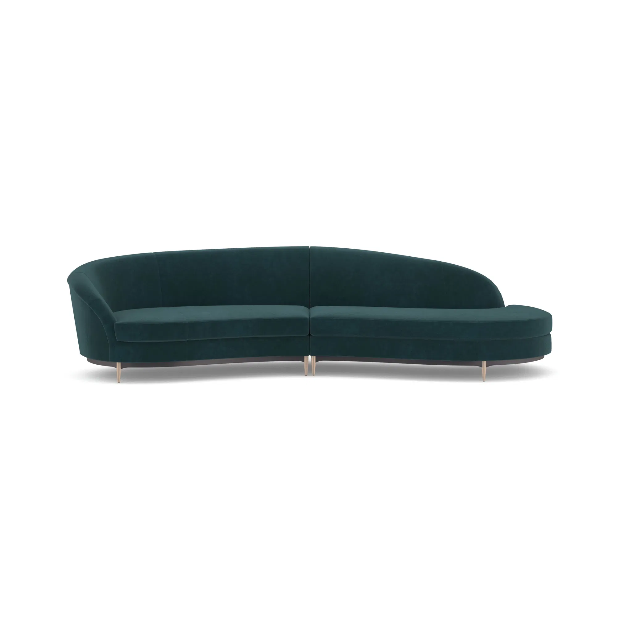 Three's Company Left Chaise Sectional Peacock Velvet