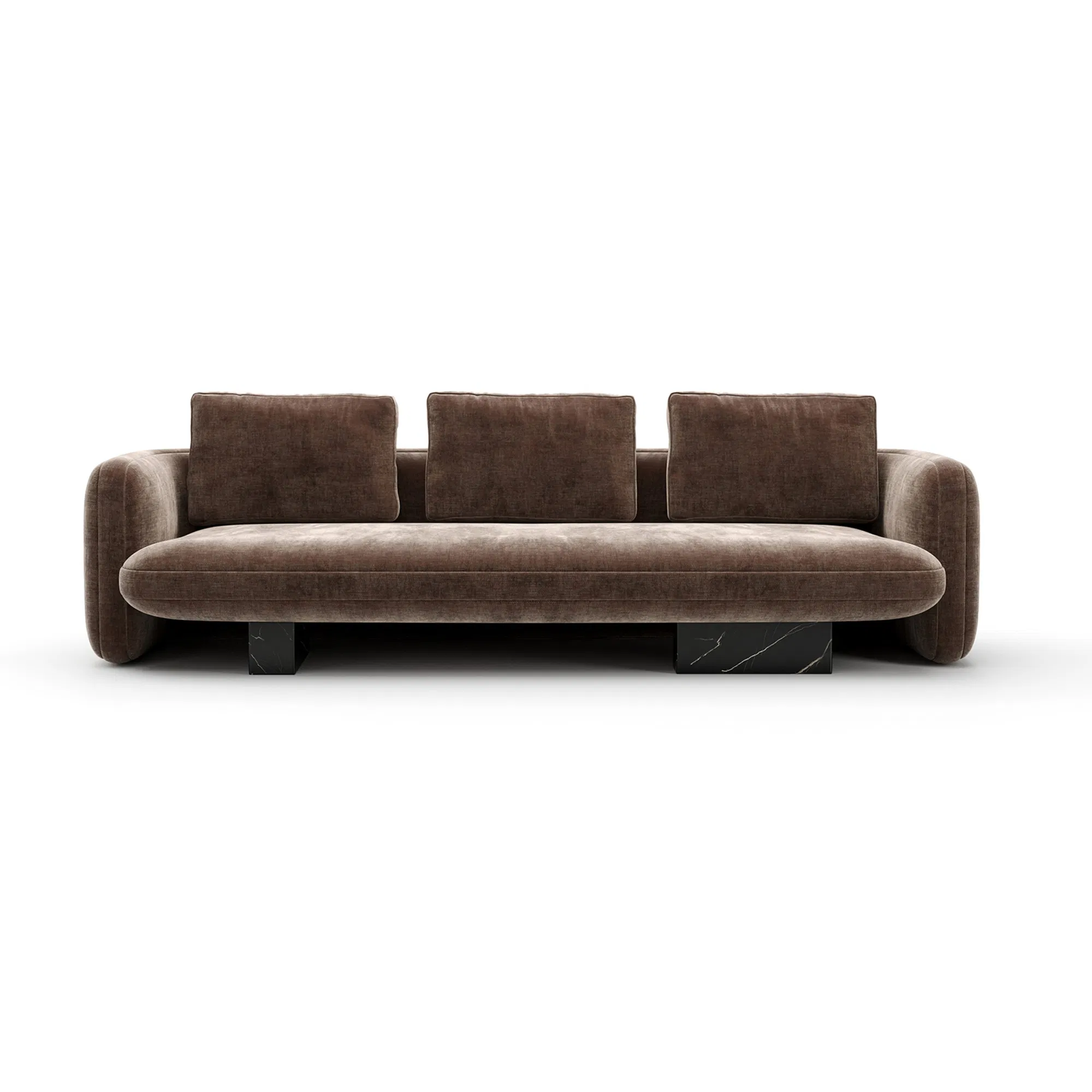 Overlap Sofa in Sumptuous Dark Taupe Velvet