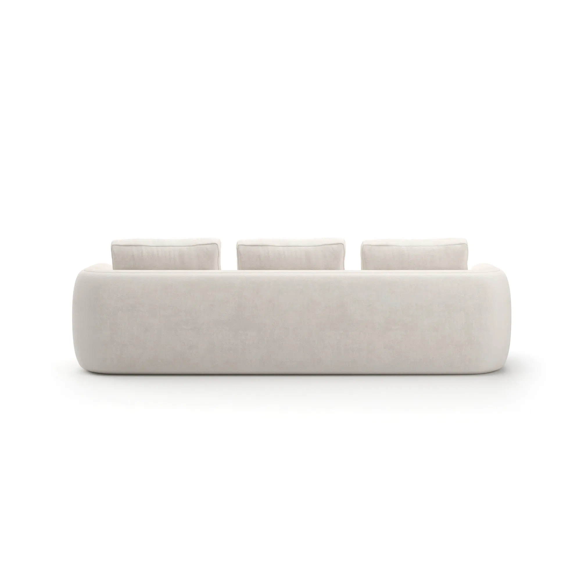 Overlap Sofa in Ecru Linen with Travertine Base