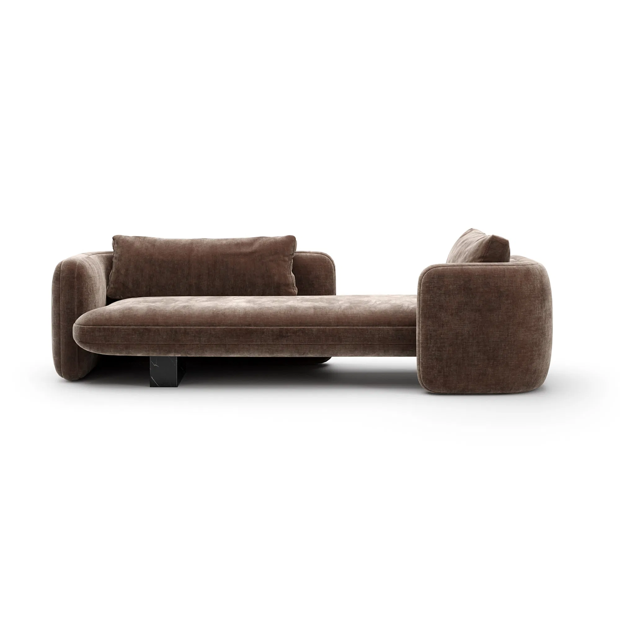 Overlap Dark Taupe Vintage Velvet Chaise