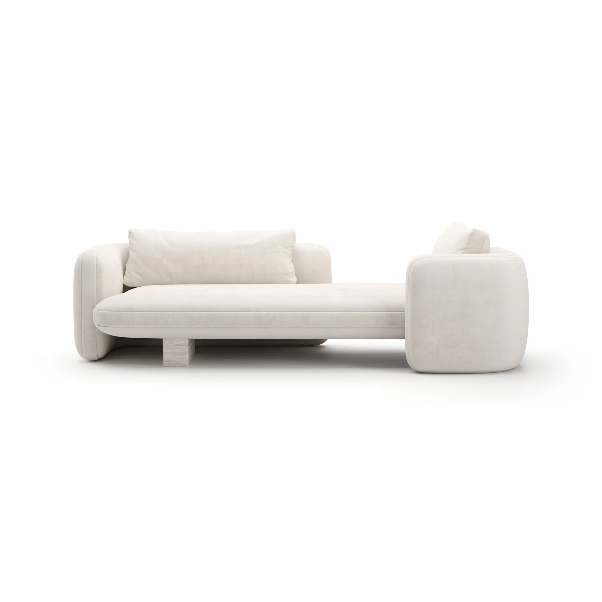 Overlap Ecru Linen Chaise with Travertine Base (2)