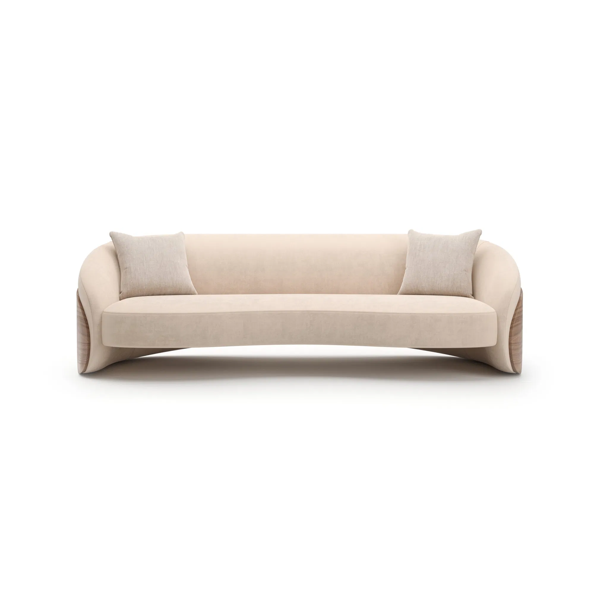 Fleur Ivory Mohair Sofa with Porcini Wood Frame
