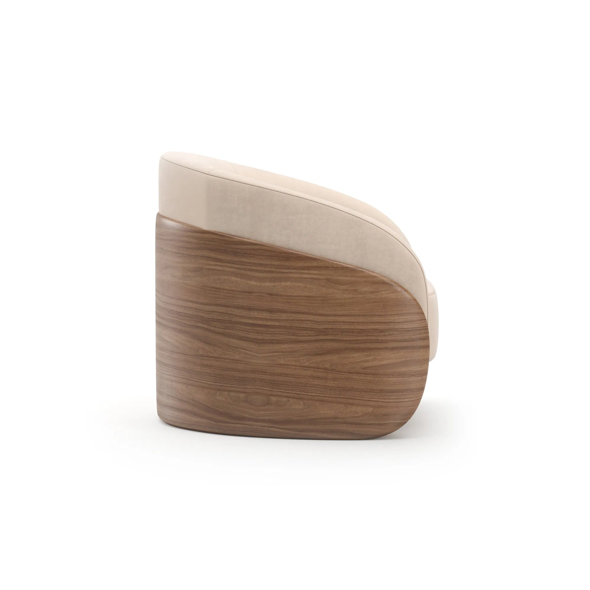 Fleur Porcini Wood Back Ivory Mohair Lounge Chair