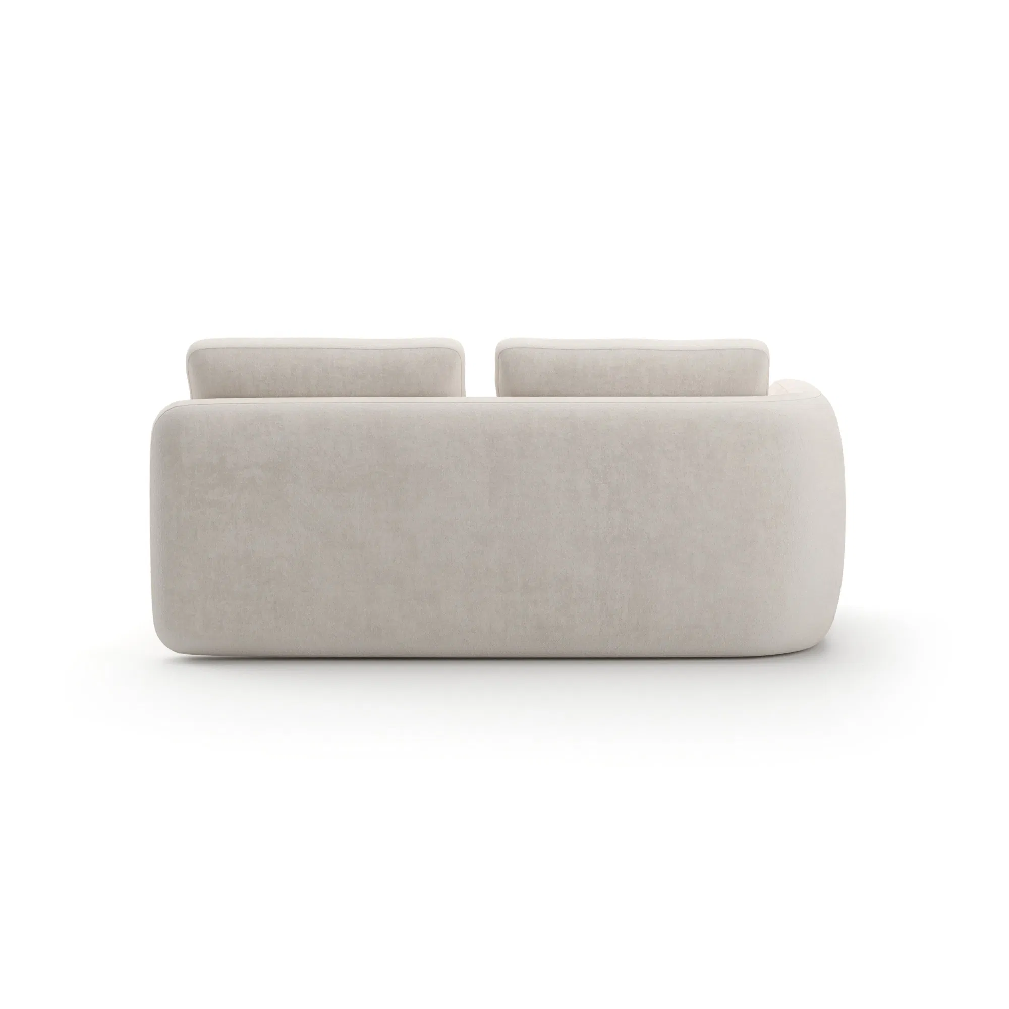 Overlap Ecru Linen Loveseat with Travertine Base