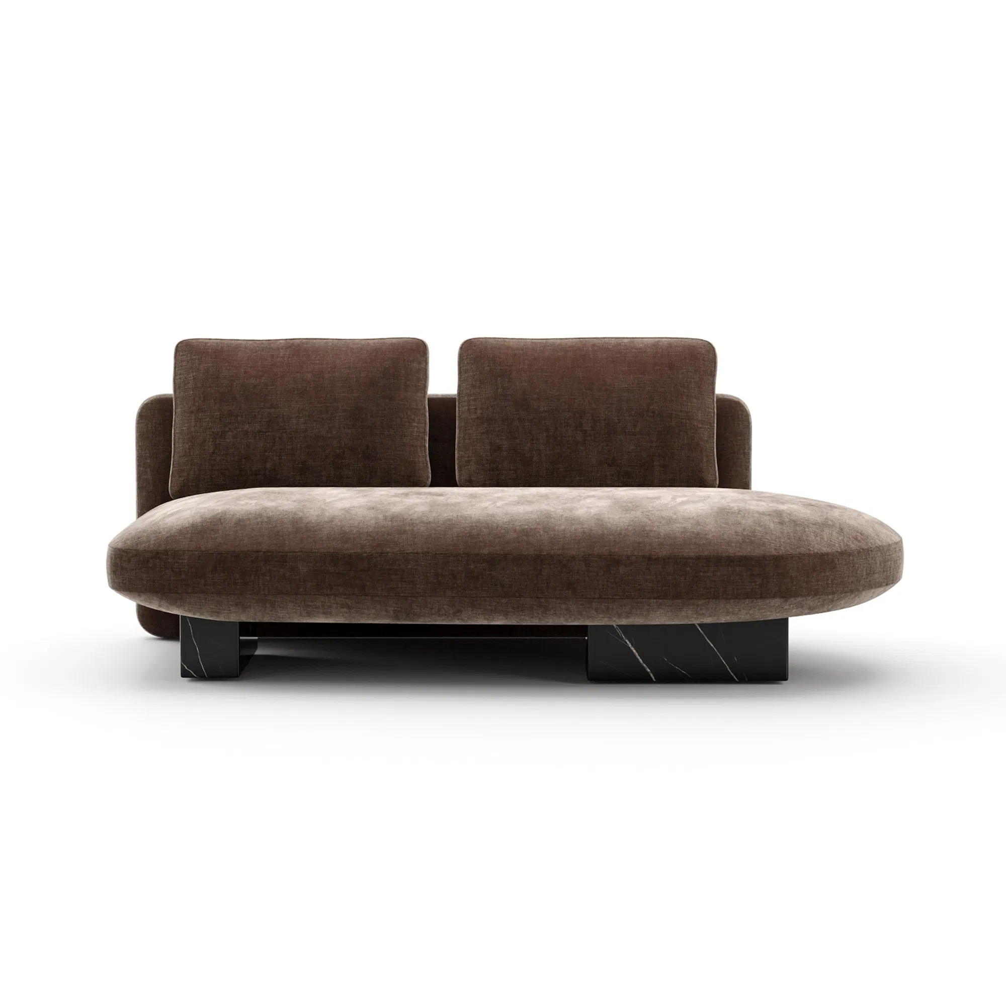 Overlap Armless Bumper Dark Taupe Velvet