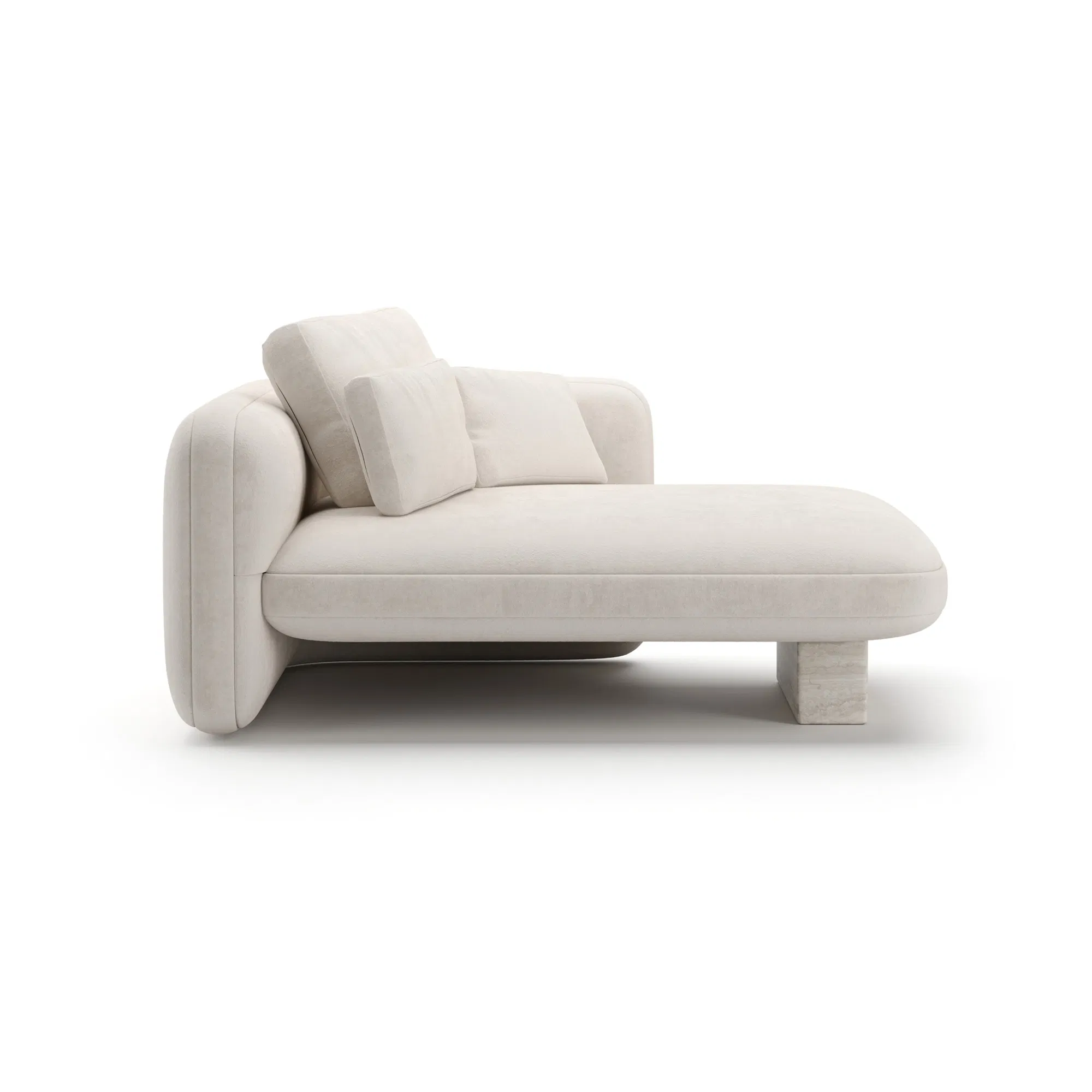 Overlap Ecru Linen Chaise with Travertine Base