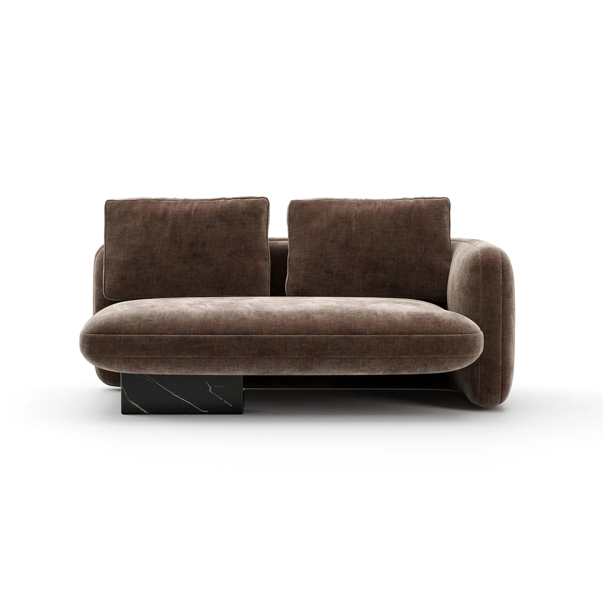 Overlap Loveseat in Sumptuous Dark Taupe Velvet