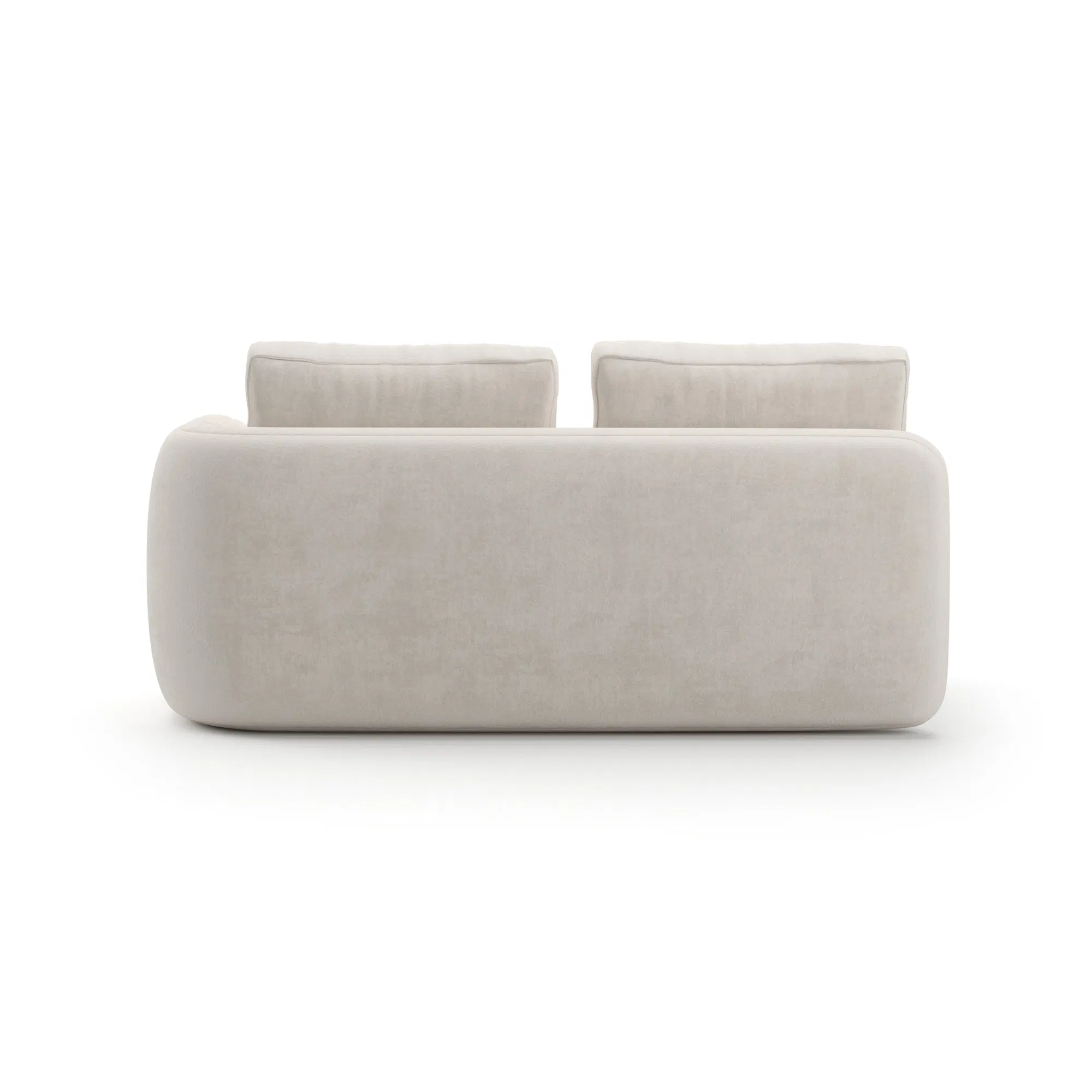 Overlap Ecru Linen Loveseat with Stone Base