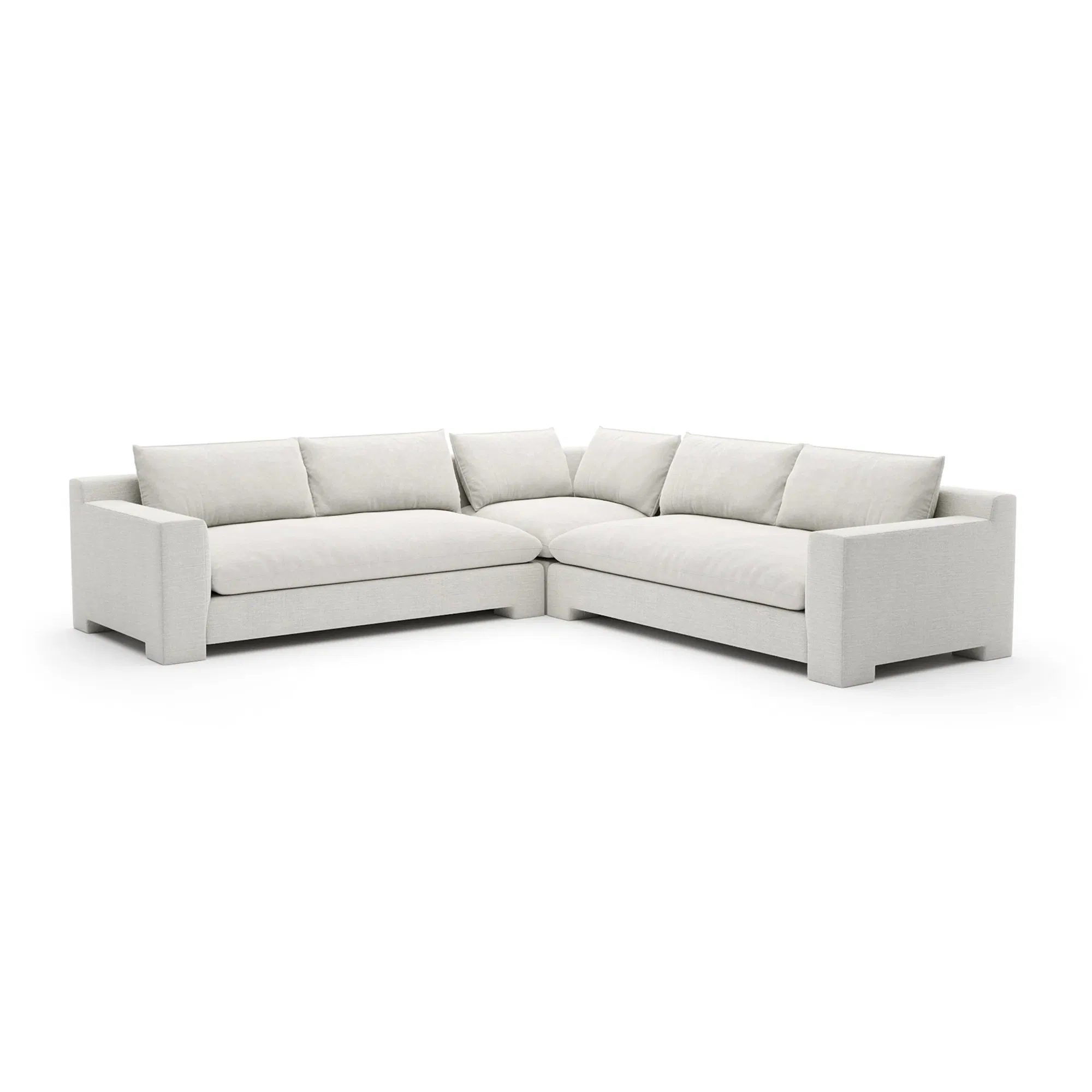 Devon L Sectional in Ivory Heathered Velvet