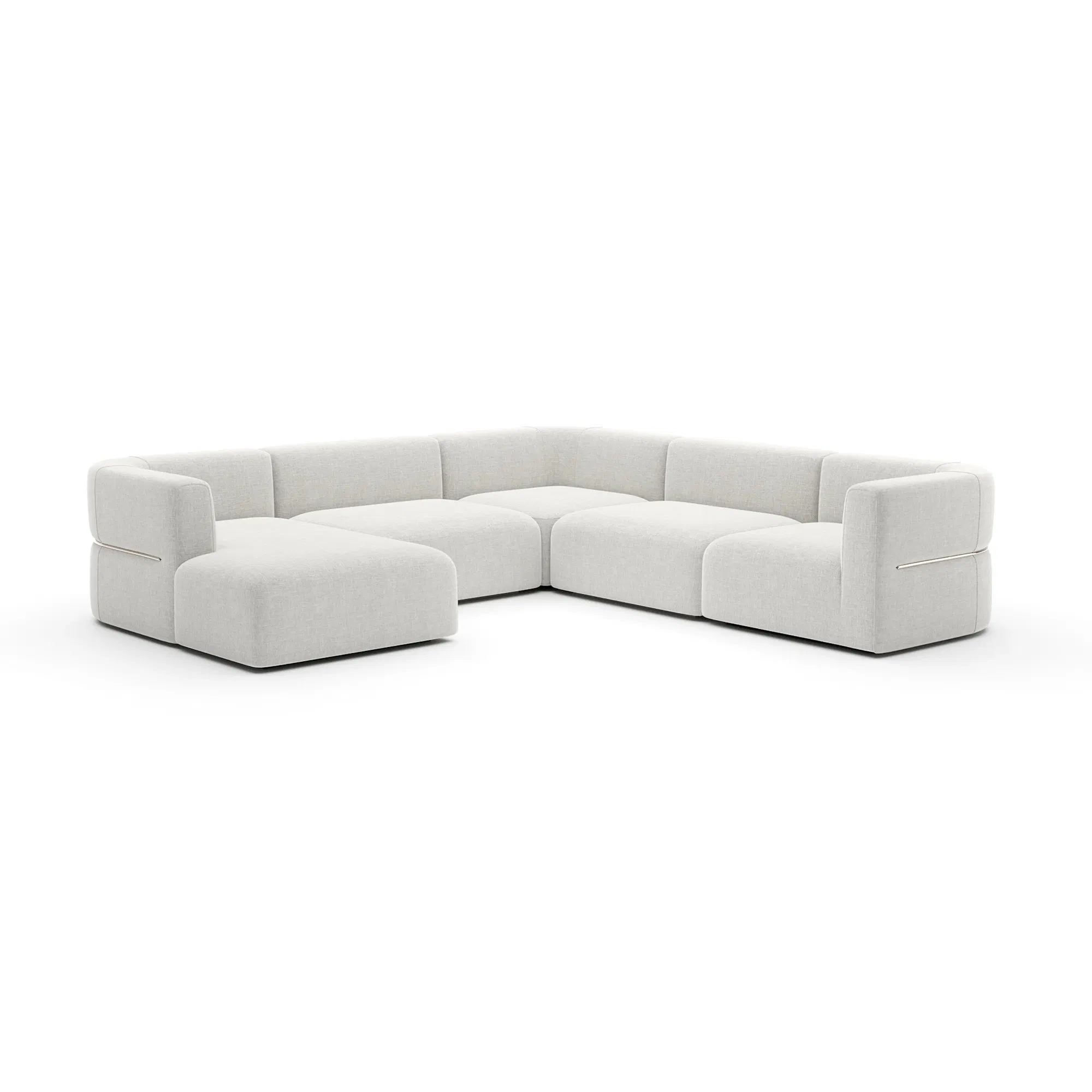 Rhythm Left Chaise Sectional in Ribbed Linen with Lucent Bronze
