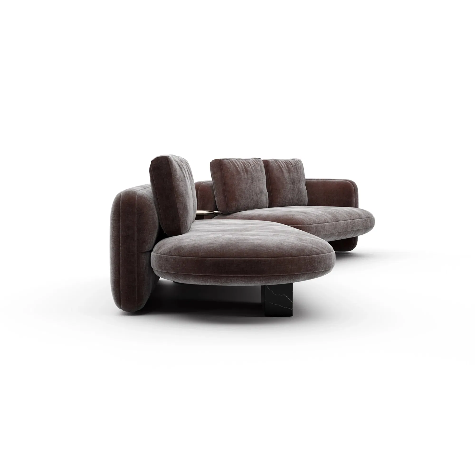 Overlap Left Bumper Sectional in Dark Taupe Vintage Velvet