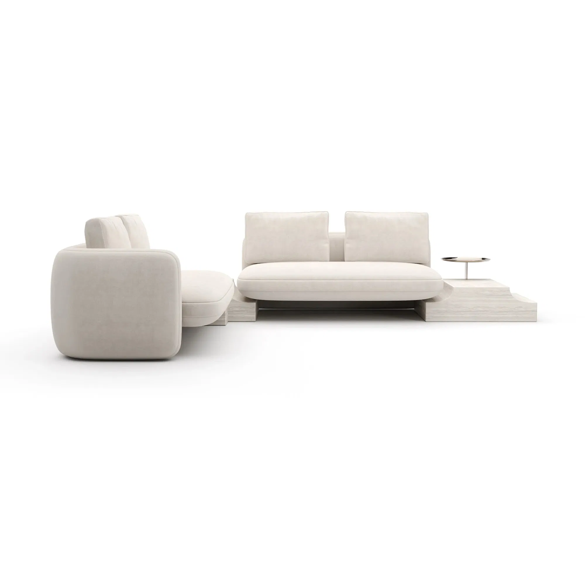 Overlap Wedge Sectional in Sumptuous Ecru Linen