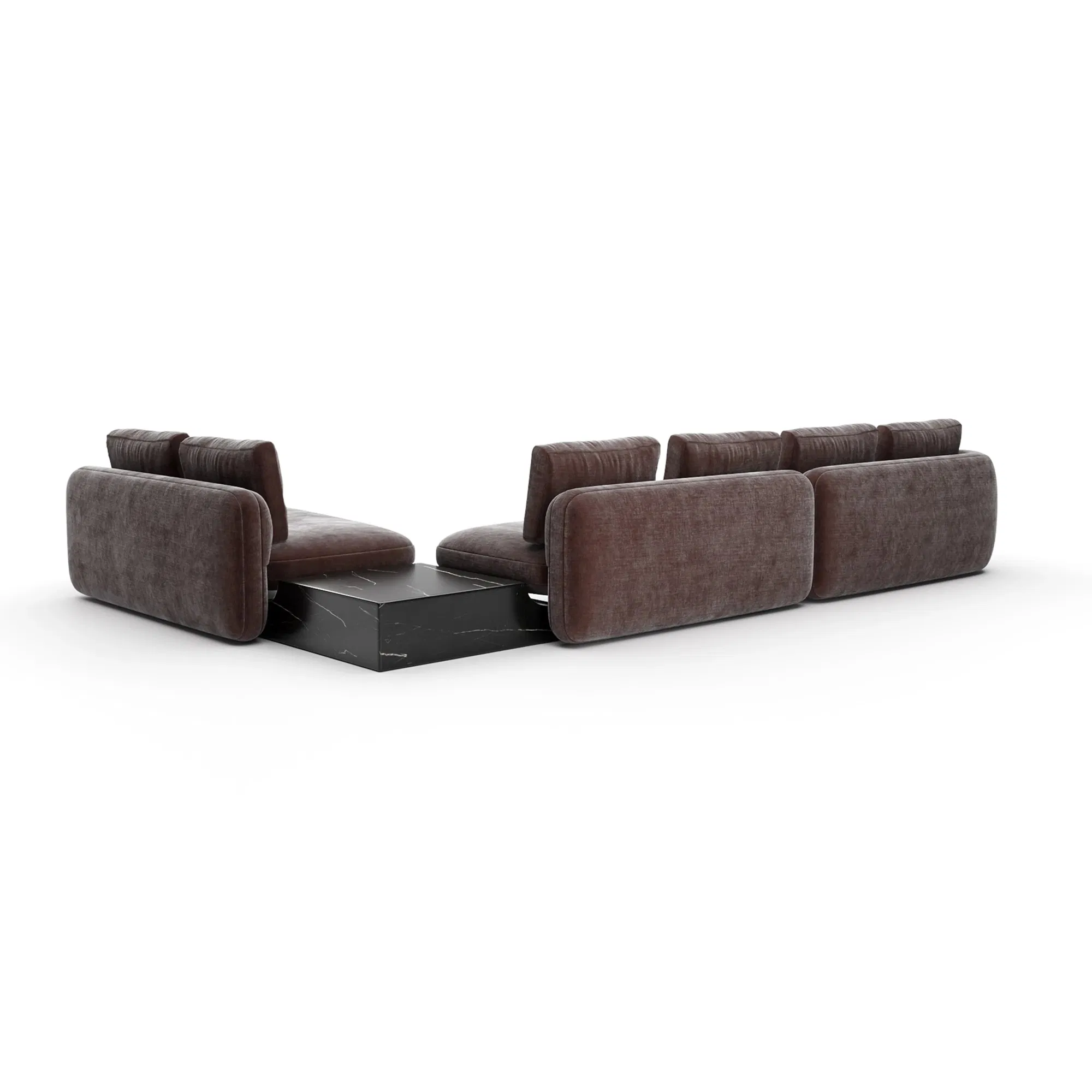 Overlap L Sectional Dark Taupe Vintage Velvet
