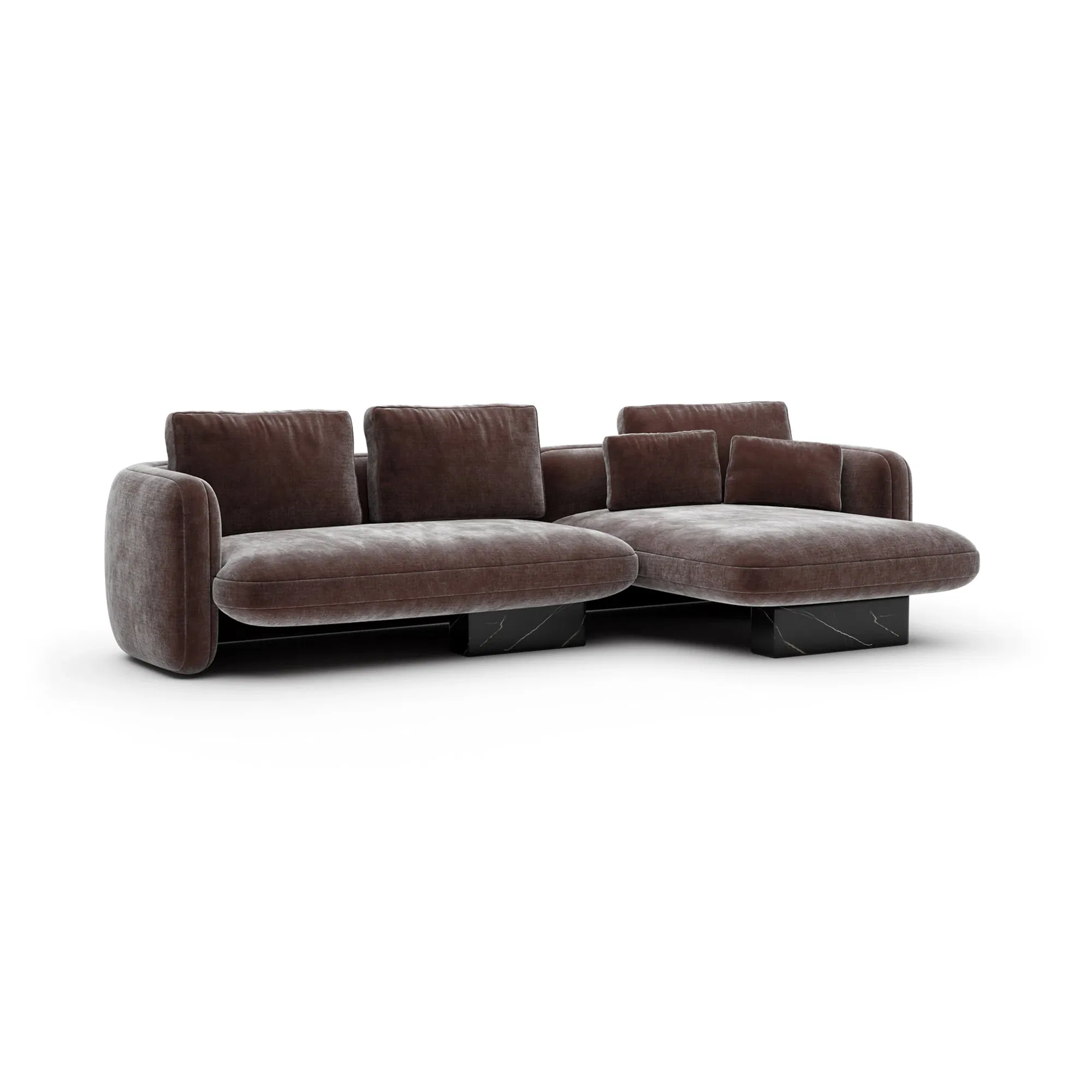 Overlap Right Chaise Dark Taupe Vintage Velvet