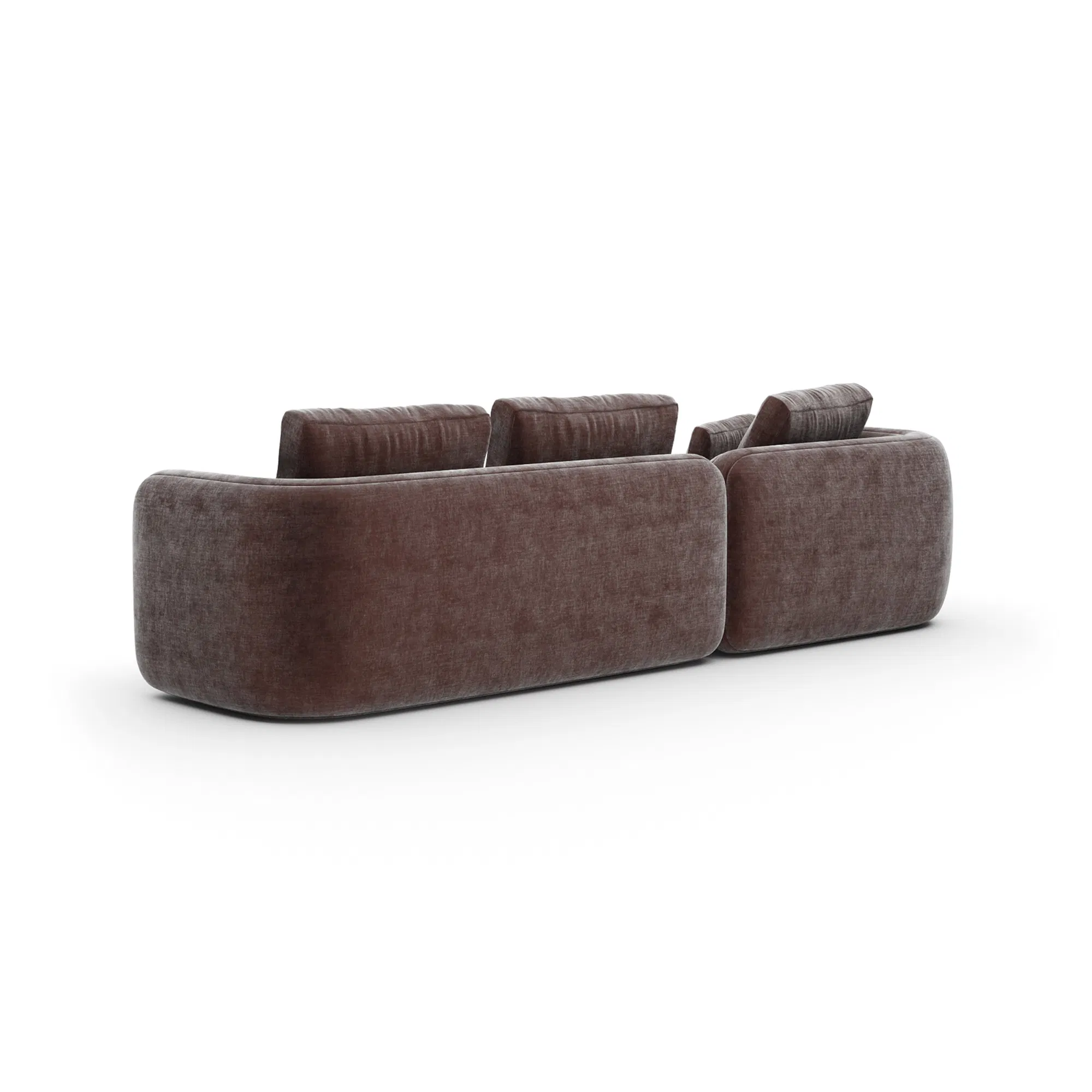 Overlap Left Chaise Sectional in Dark Taupe Vintage Velvet