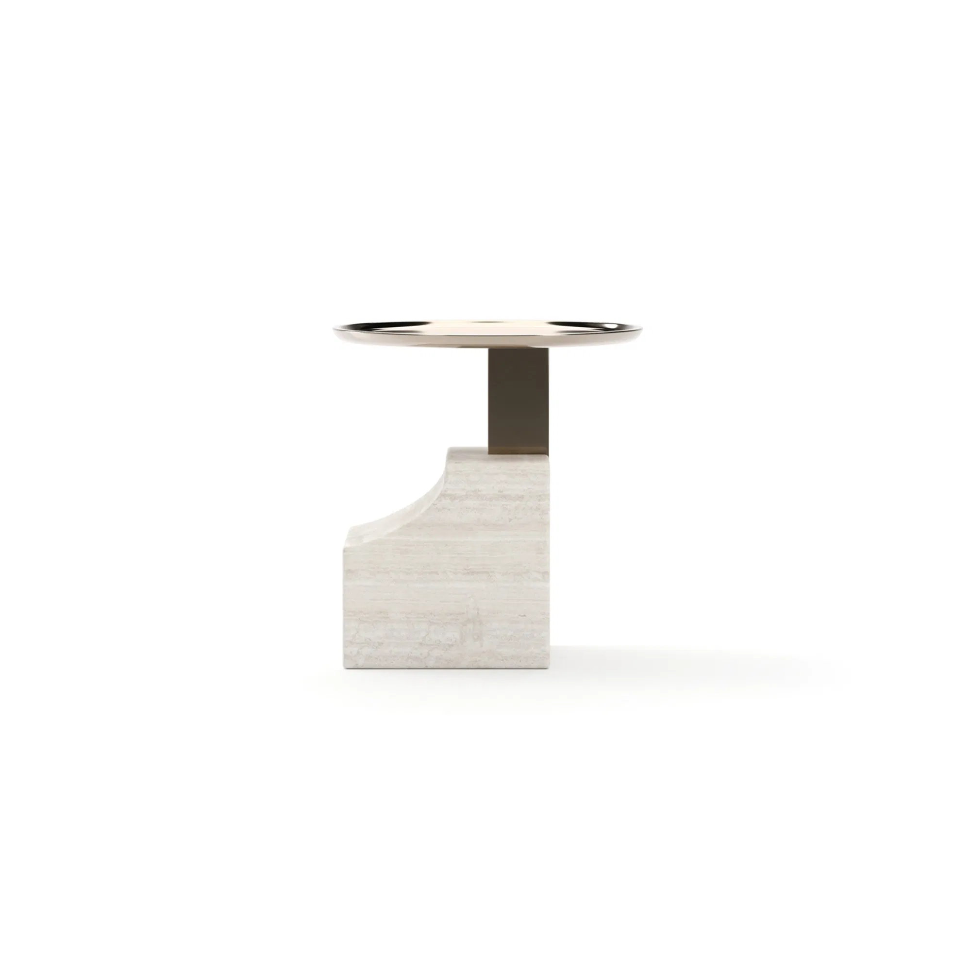 Overlap Travertine Accent Table with Whisper of Gold
