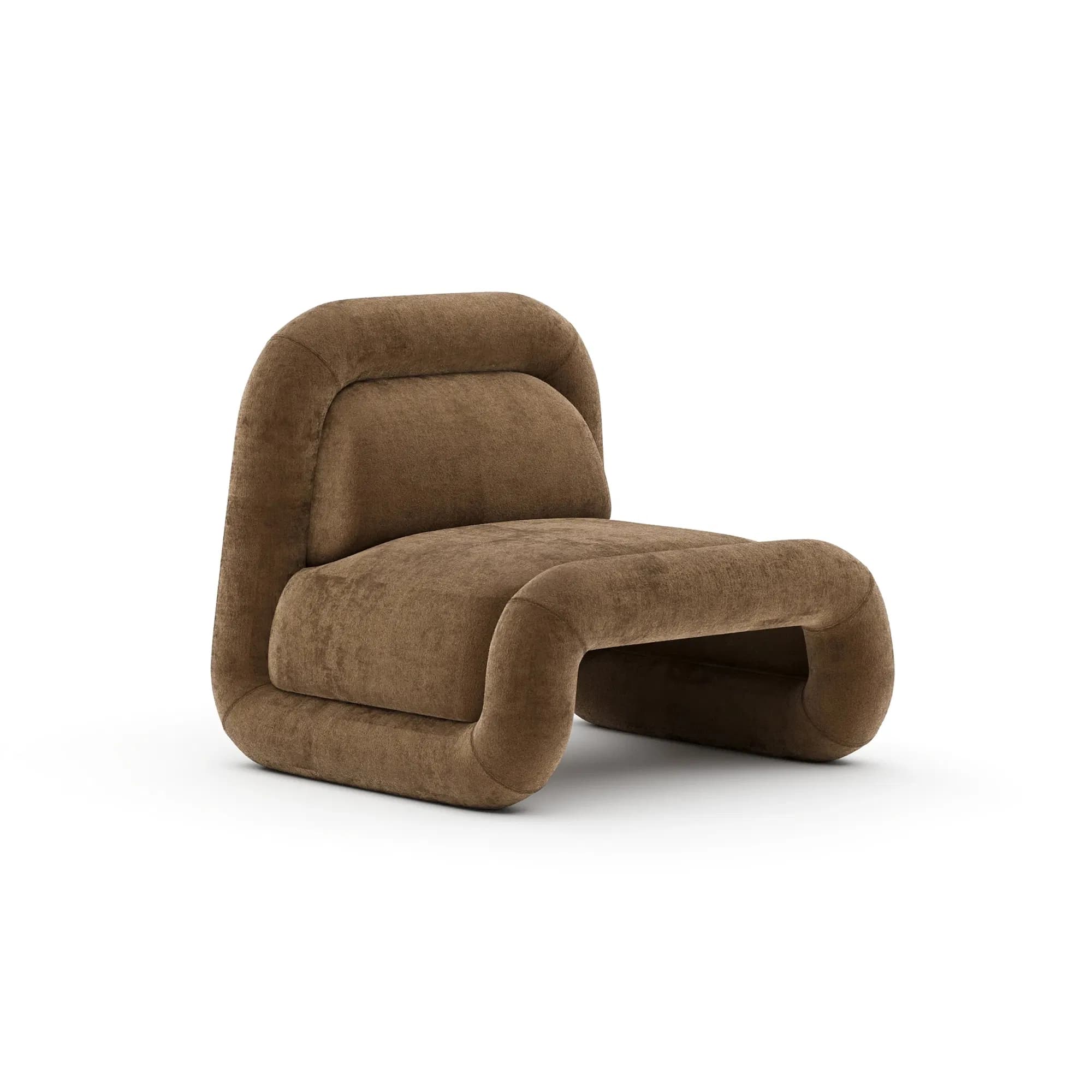 Bold Sculptural Camel Velvet Accent Chair
