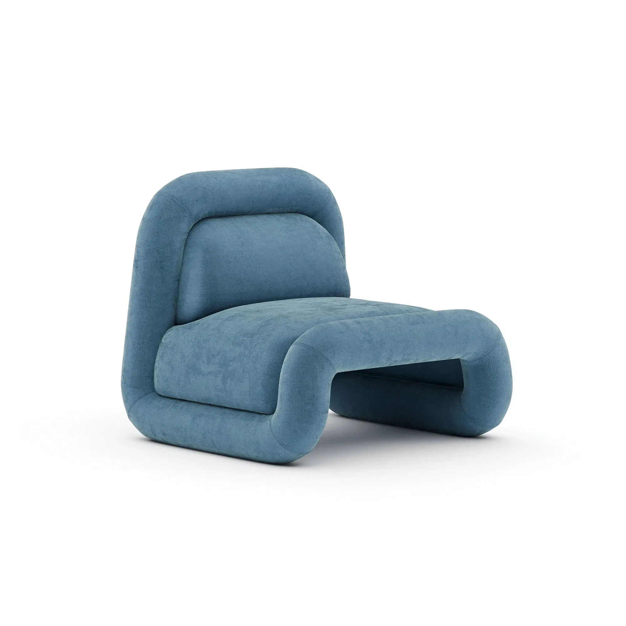 Bold Azure Luxe Velvet Sculptural Accent Chair