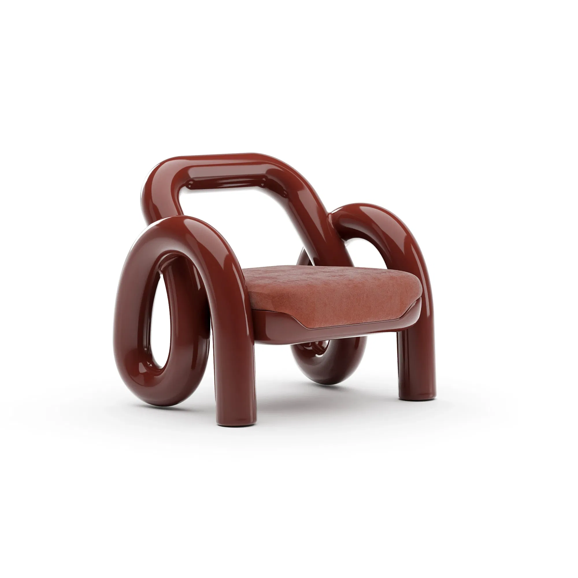 Gelee Sculptural Rouge Velvet Accent Chair