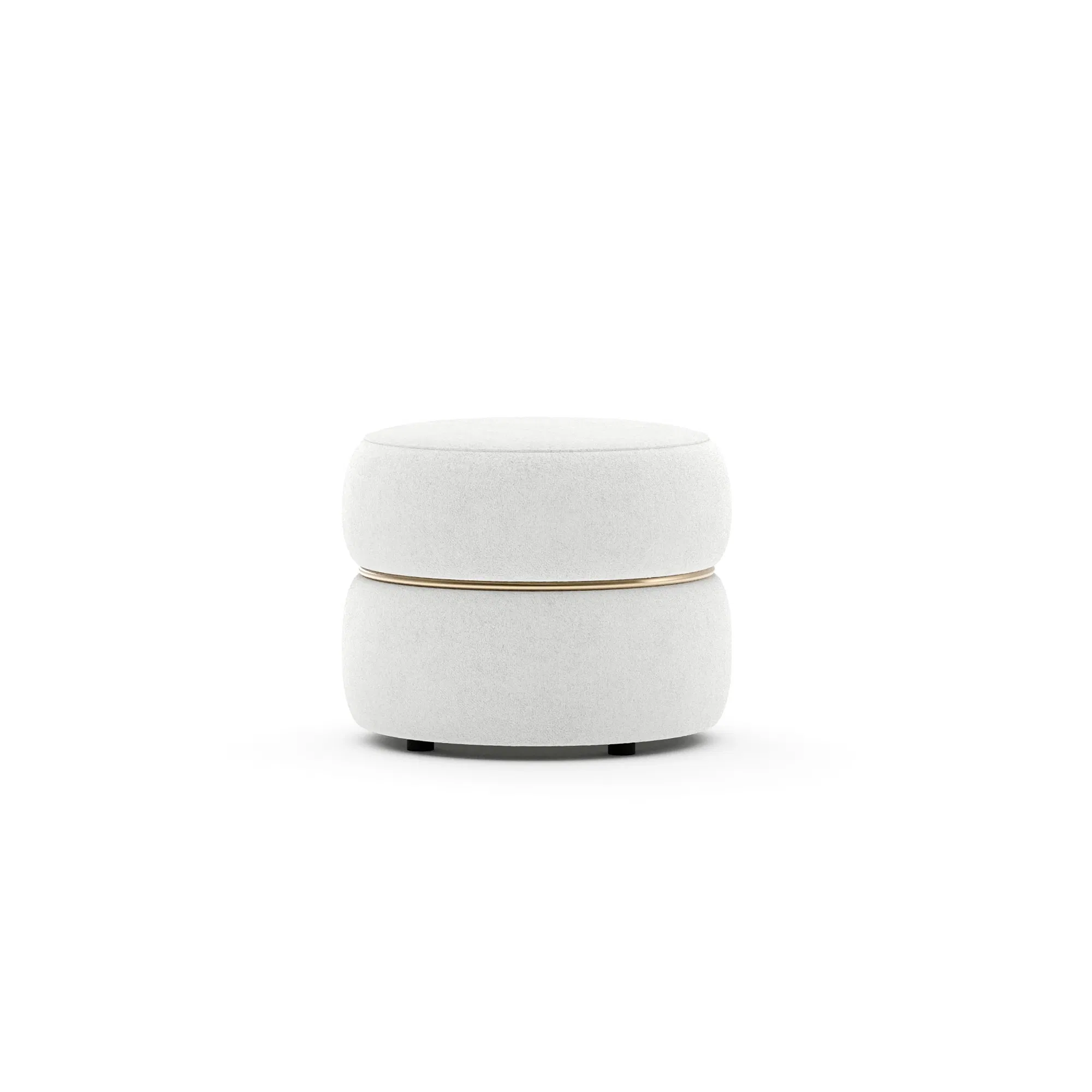 Smoosh Ivory Boucle Pouf with Walnut Base