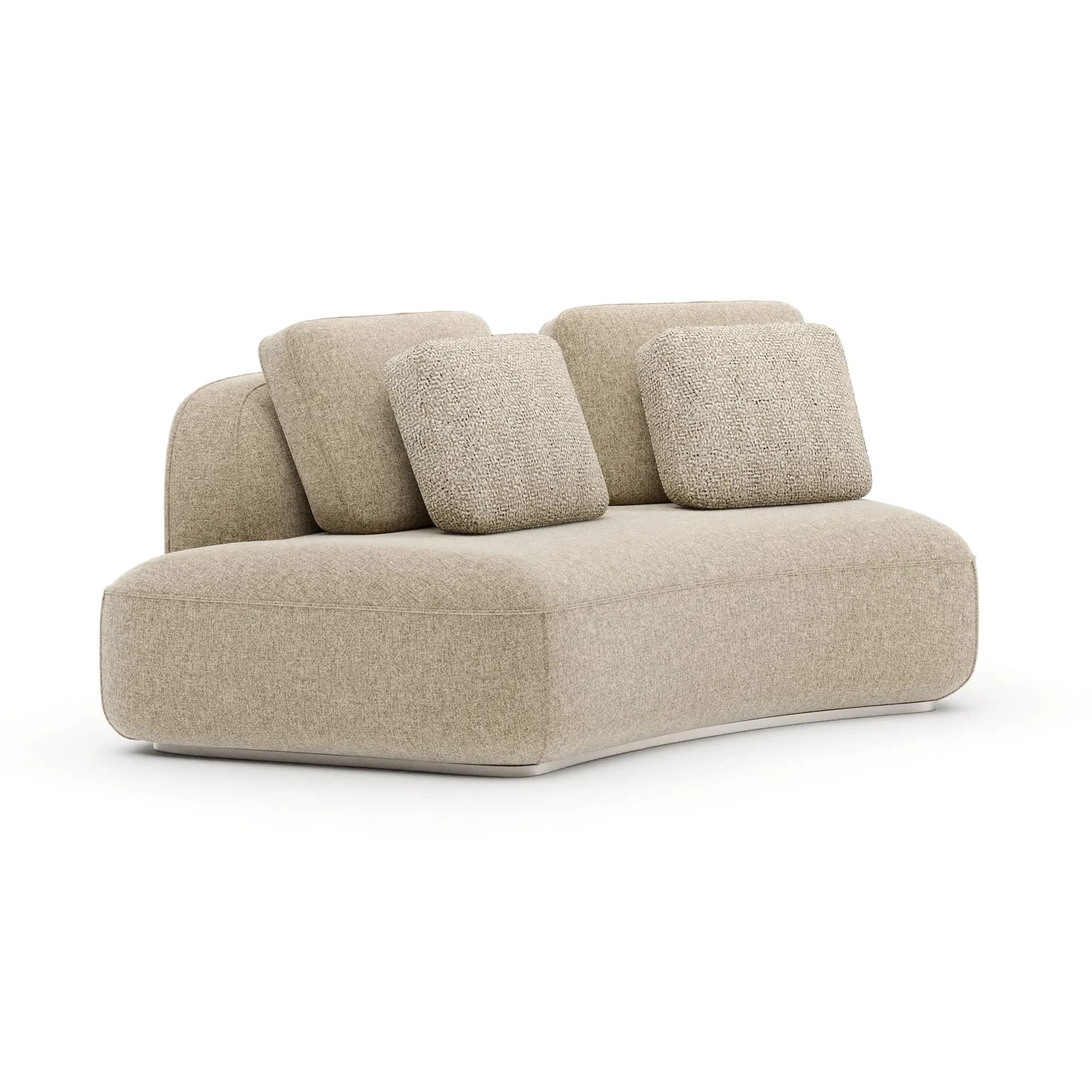 Sasso Curved Armless Loveseat in Oatmeal