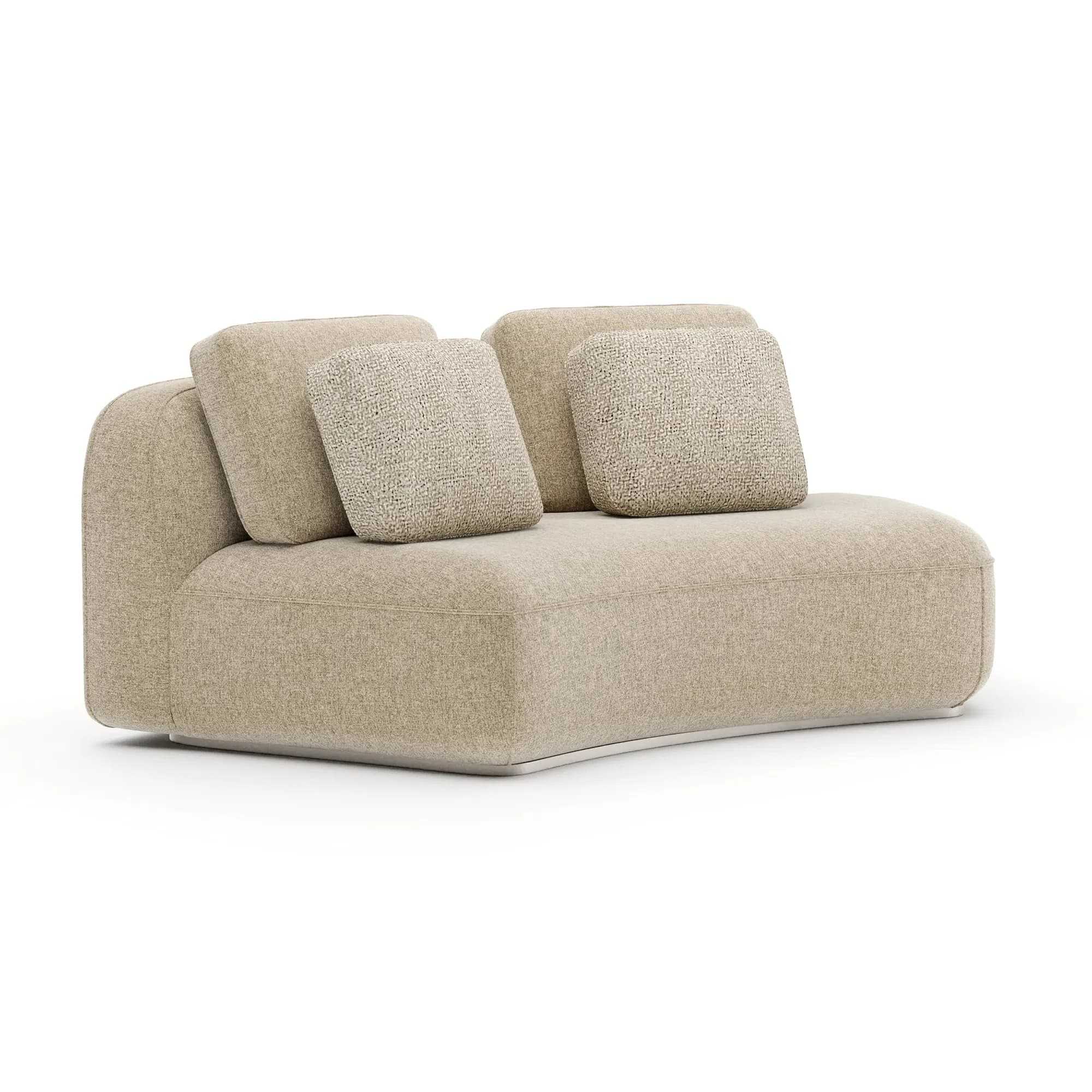 Sasso Curved Armless Loveseat in Oatmeal