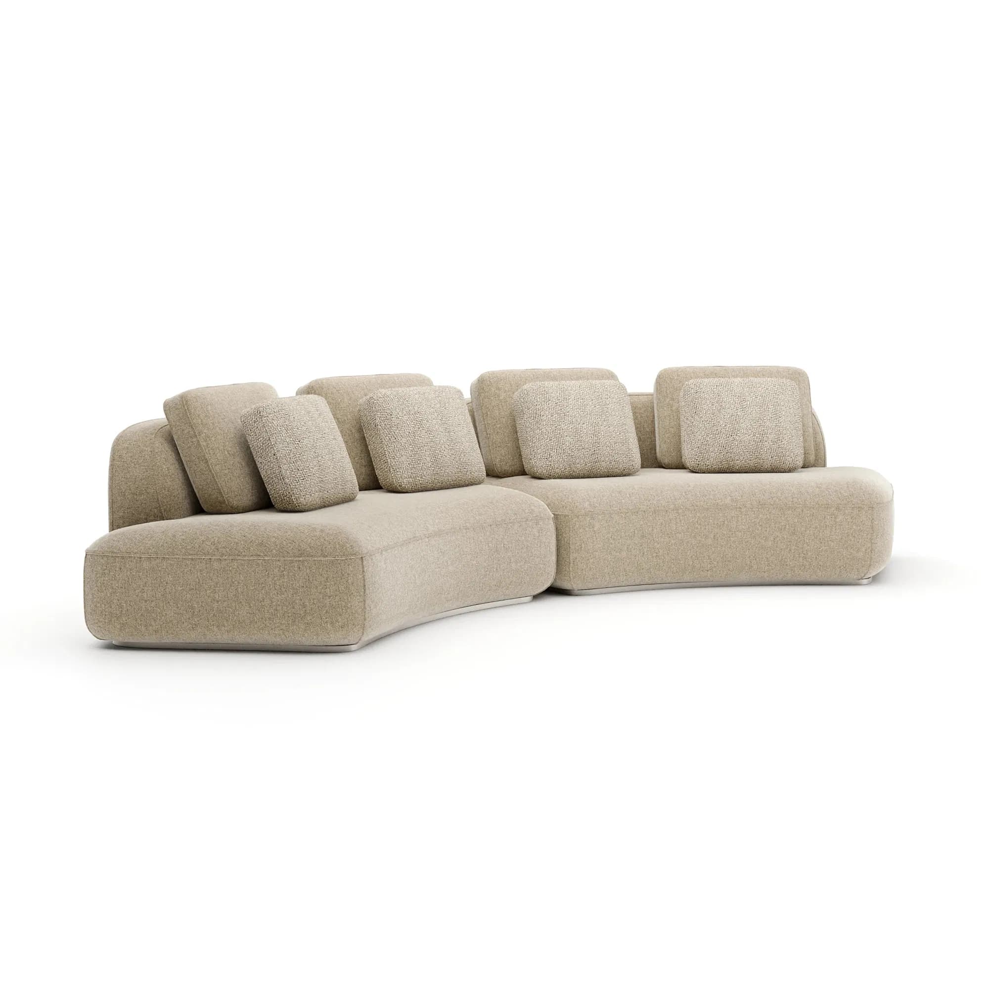 Sasso Curved Sectional in Oatmeal Linen