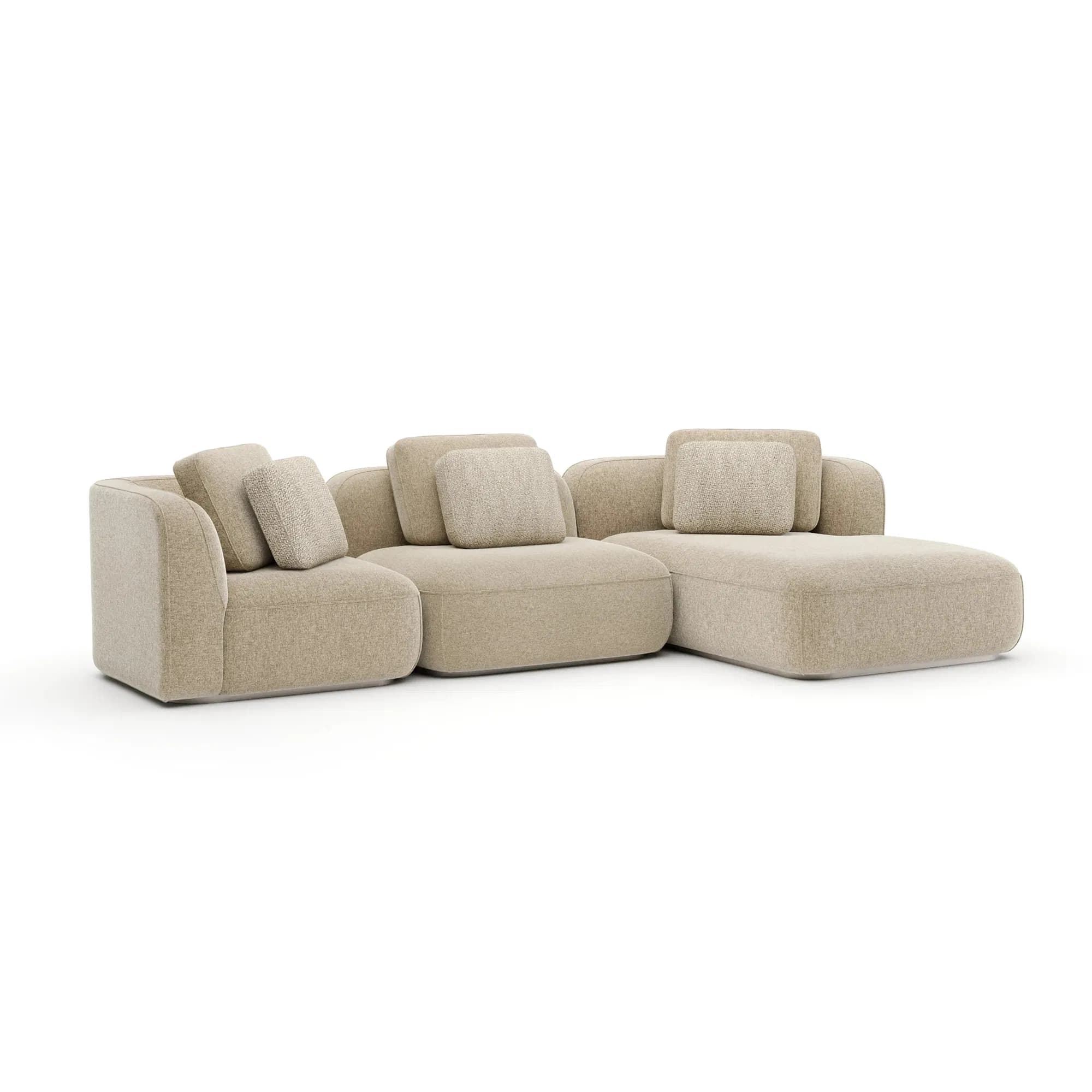 Sasso Oatmeal Sculptural Right Chaise Sectional