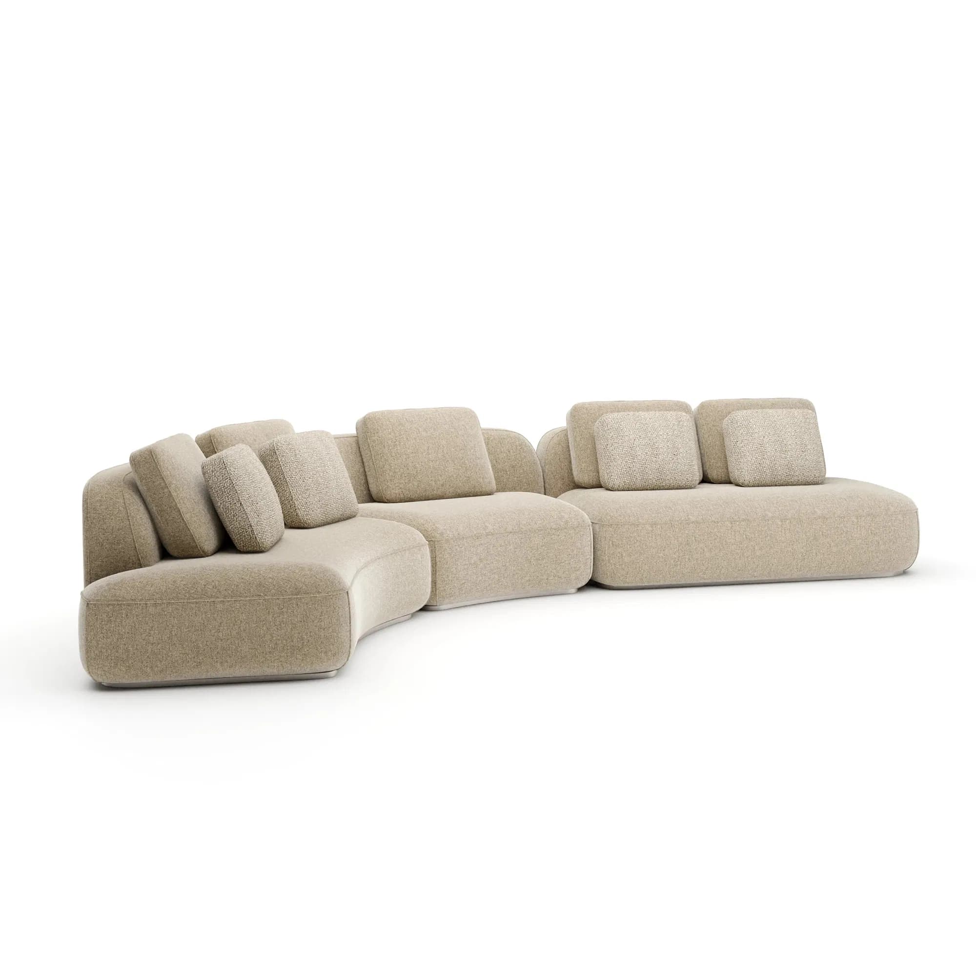 Sasso Sculptural Curved Sectional in Oatmeal