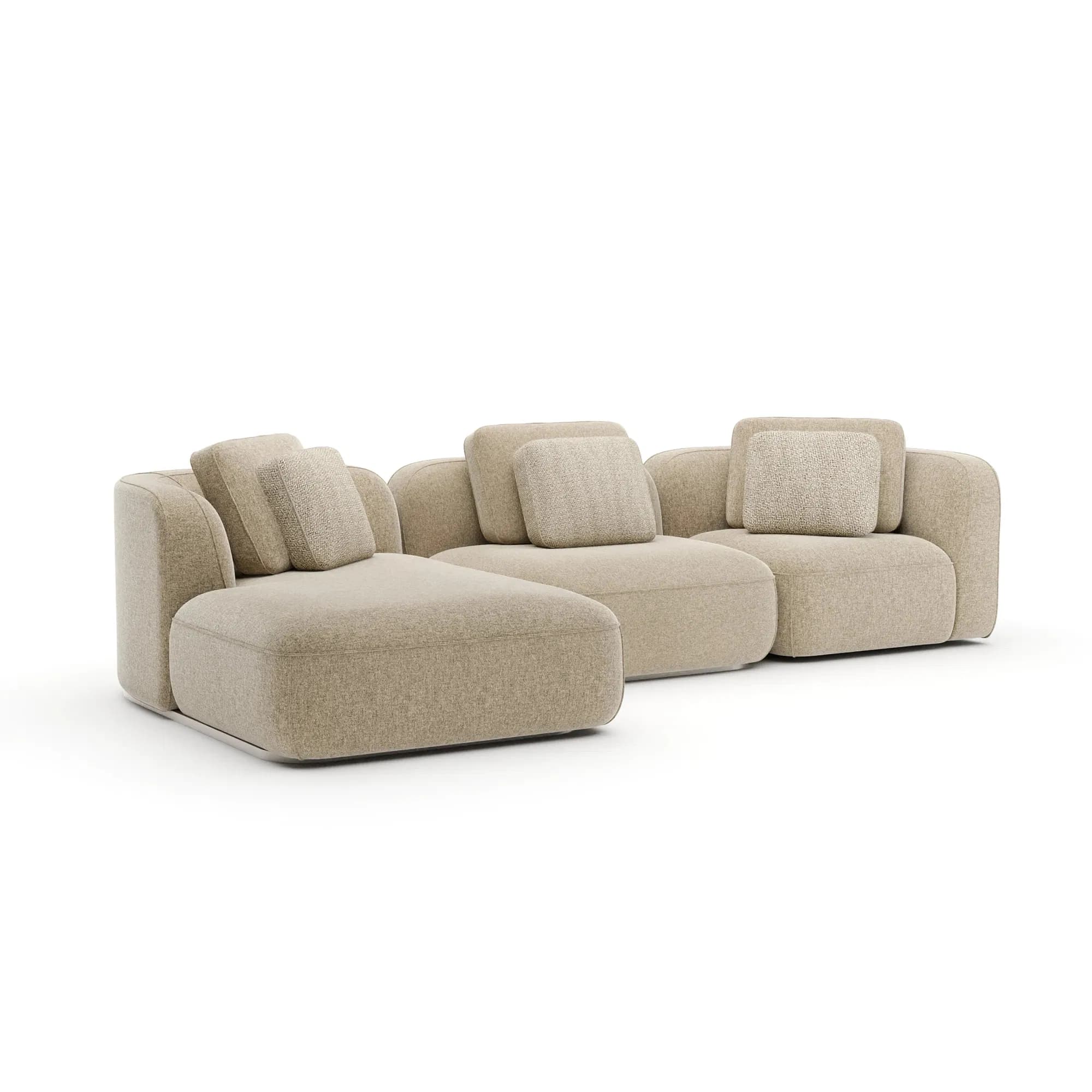 Sasso Left Chaise Sectional in Oatmeal Linen