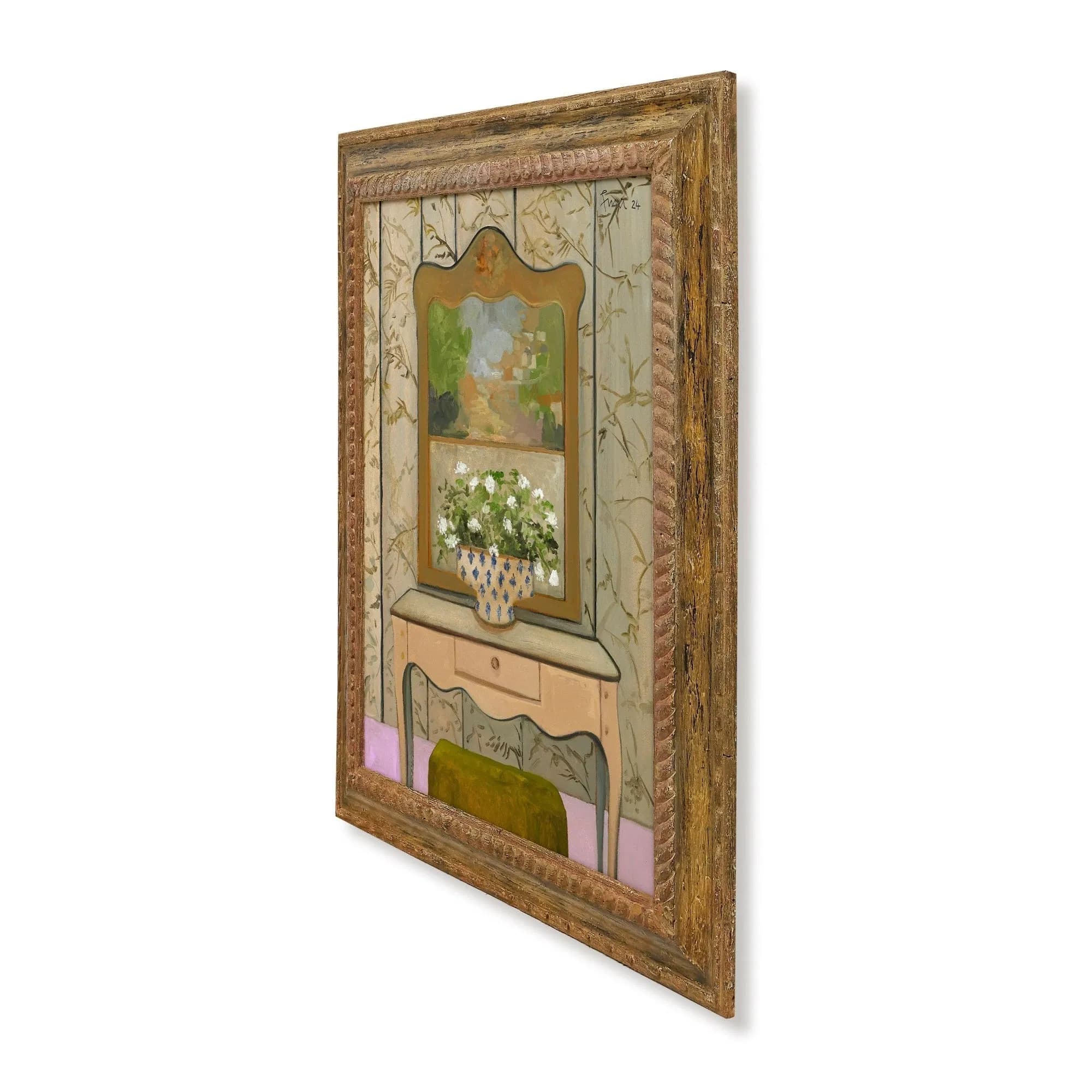 Flowers Before a Trumeau Original Oil Painting