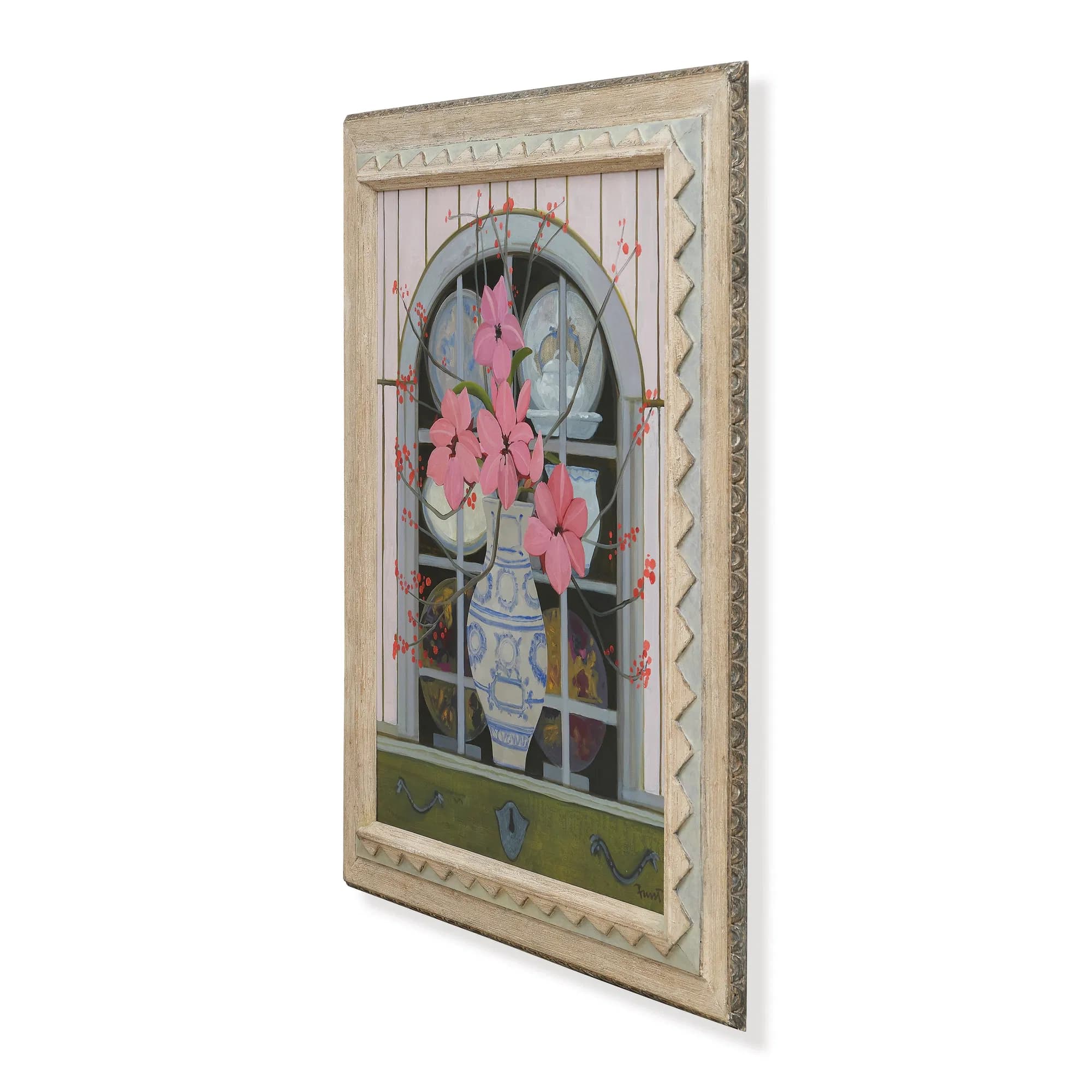 Flowers Before a China Cupboard by John Funt