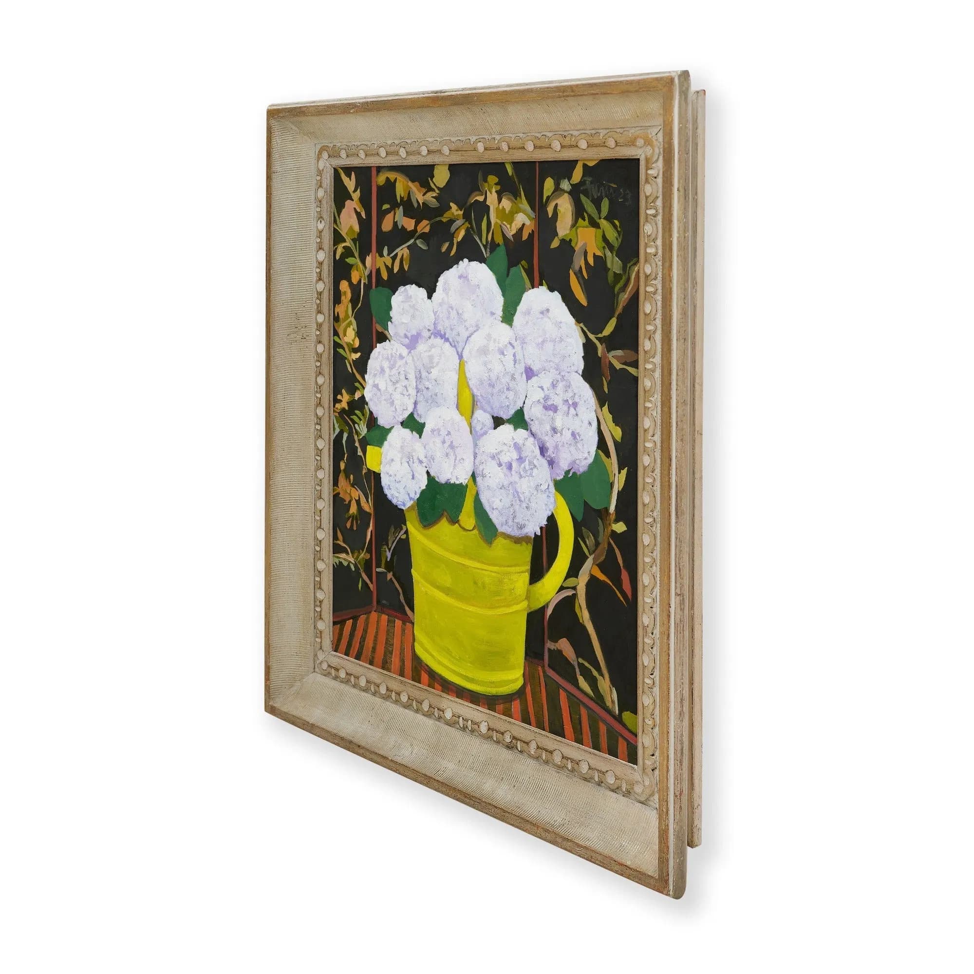Hydrangeas and Chinese Screen Original Painting by John Funt