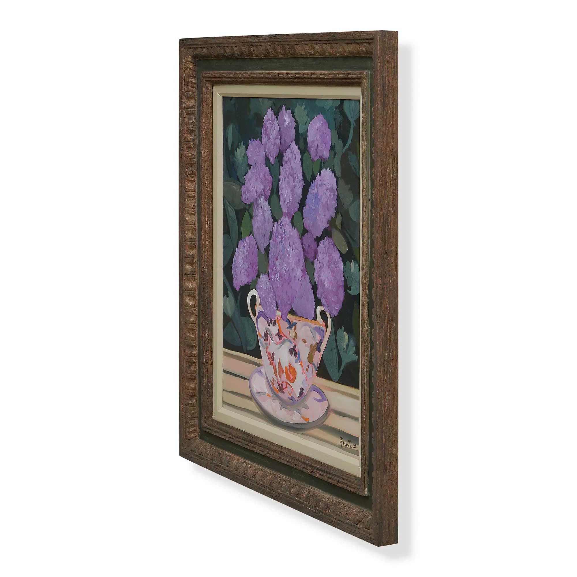 Lilacs in a Two-Eared Cup Original Oil Painting
