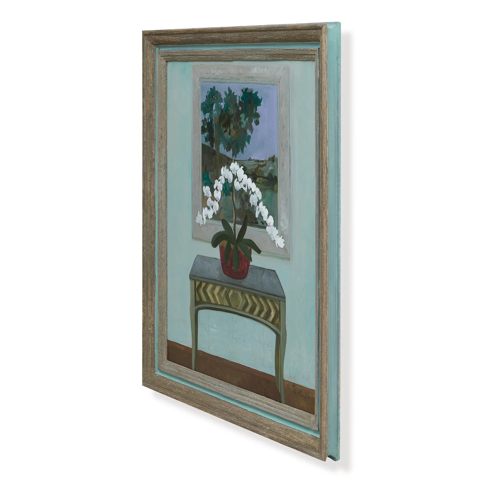 Orchid Before a Landscape Original Painting by John Funt