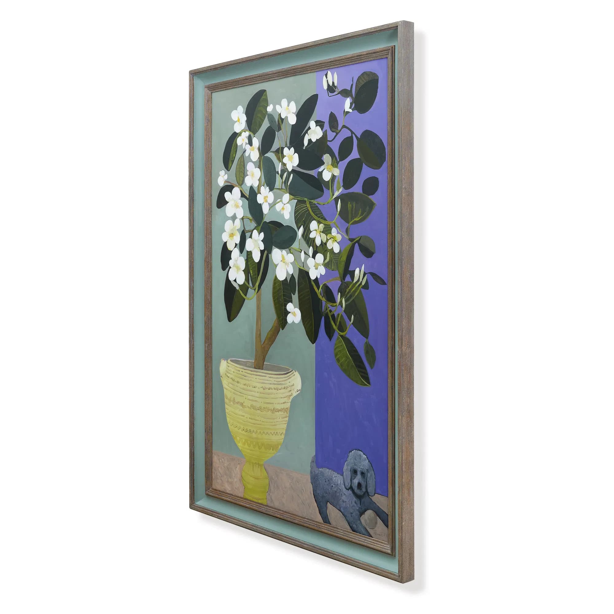 Plumeria and Poodle Original Painting by John Funt