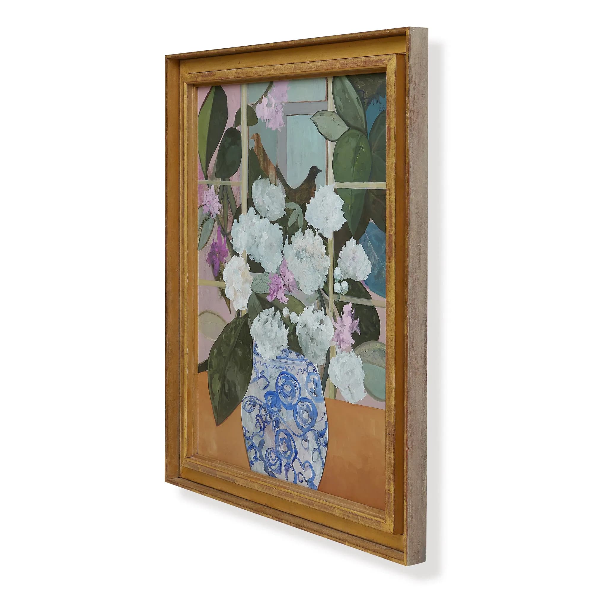 Robins and Peonies Original Painting by John Funt