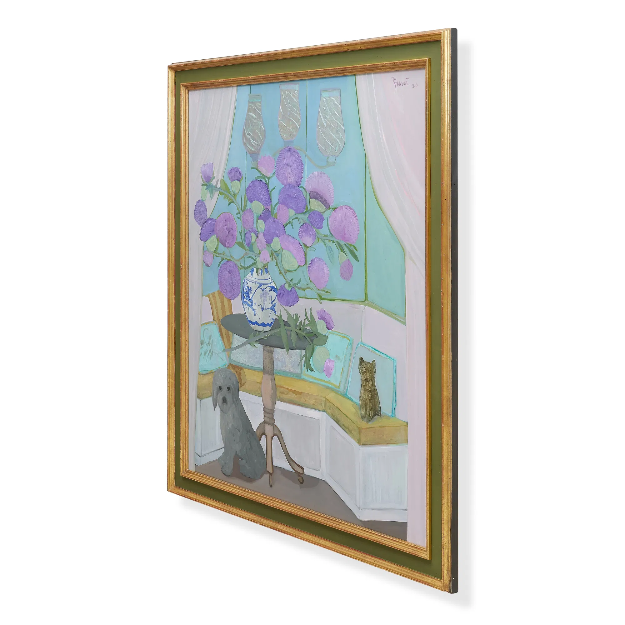 Tented Corner with Thistles and Two Dogs Original Painting