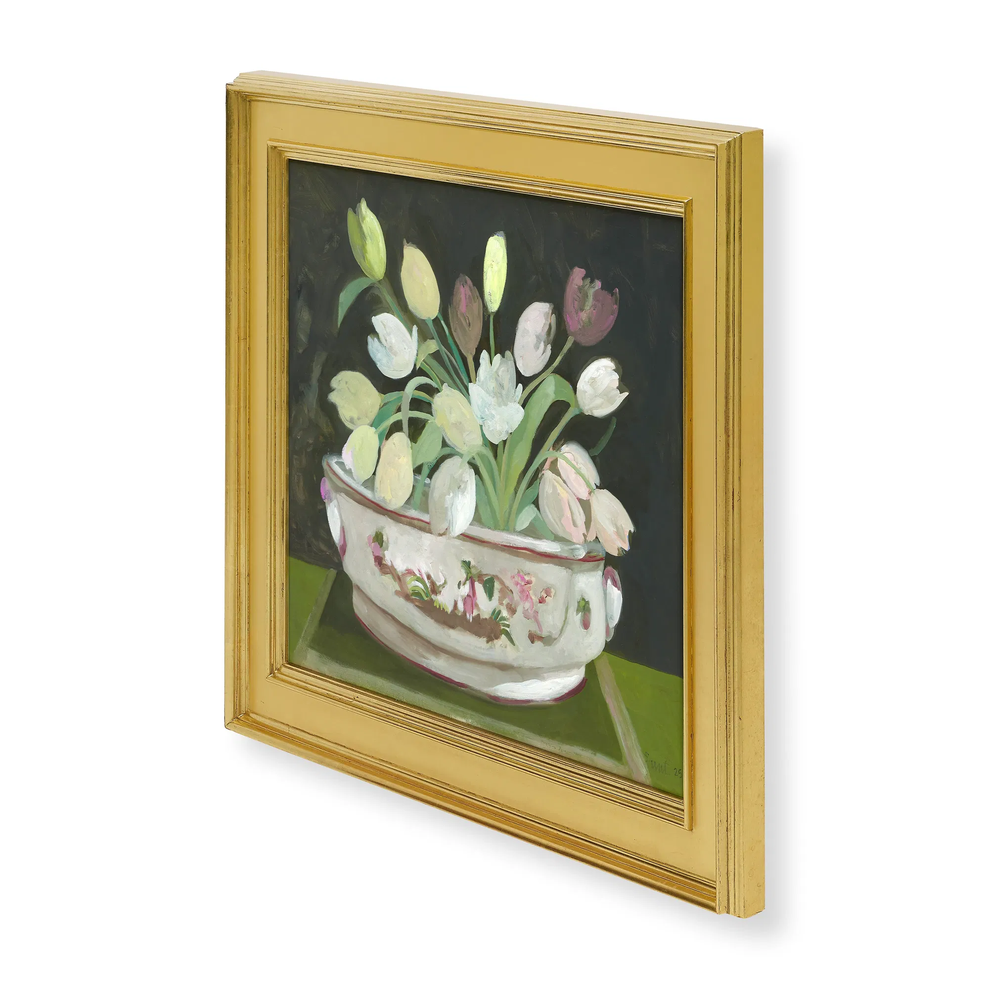 Tulips in a Faience Bowl Original Painting