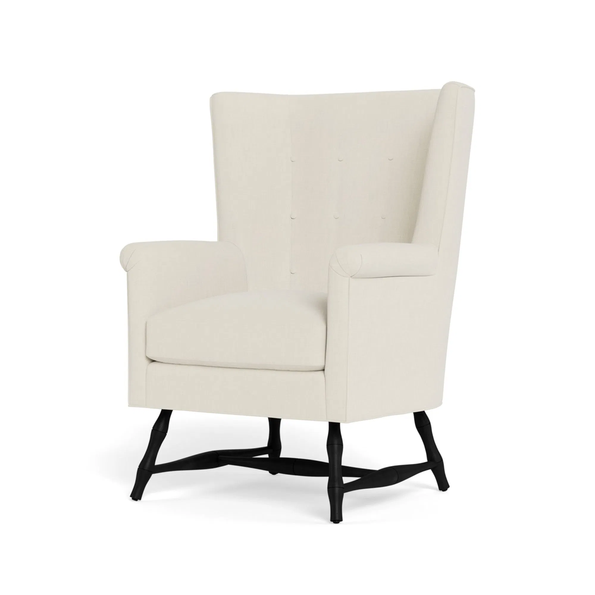 Westcott Button-Tufted Wingback Chair Cream Linen